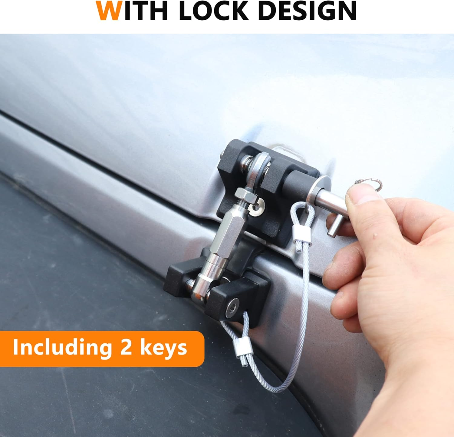 Aluminum Hood Latches Lock for 2007-2018 Jeep Wrangler JK JKU Hood Latch Safety Catch Locking Kit Replacement, Eliminate Hoods Flutter, 1 Pair Black with 2 Keys