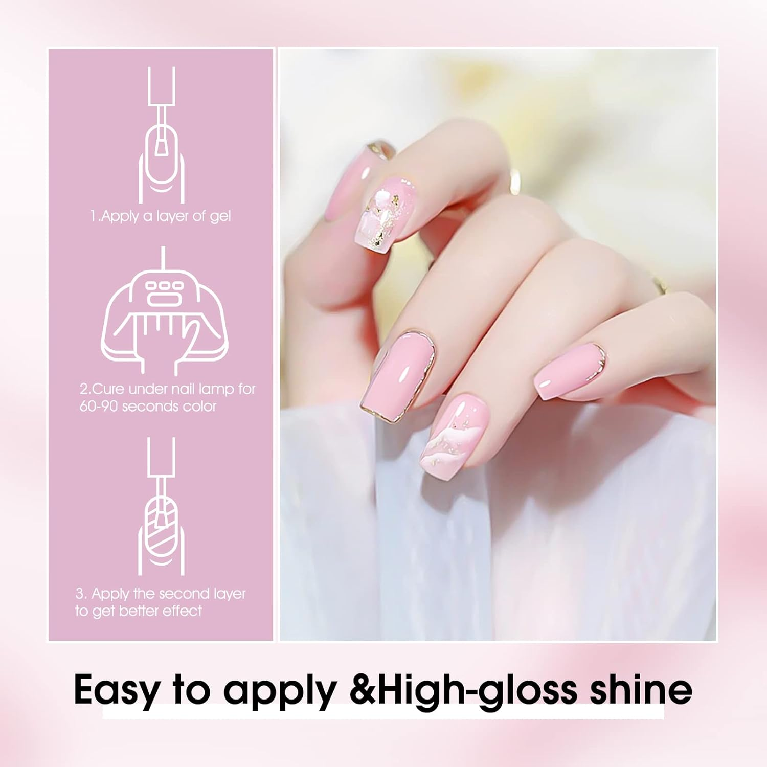 VENALISA Hema-Free Pink Gel Nail Polish Set- 6 Colors Popular Nude Pink Gel Polish Kit, Soak off LED Nail Lamp Light Pink Gel Manicure Kit DIY at Home Salon Gifts for Women Girls