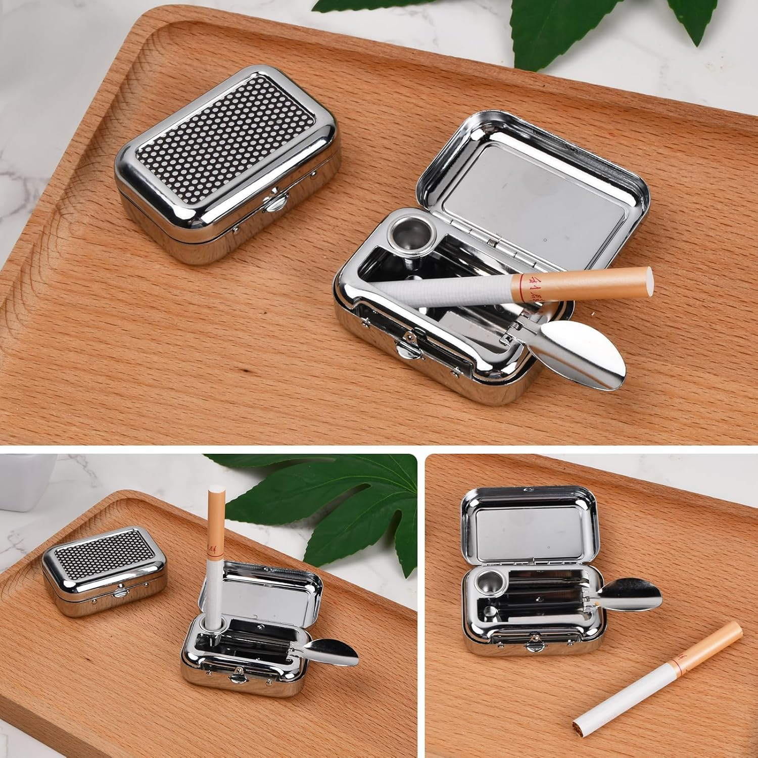 1Pc Pocket Ashtray Mini Square Metal Ashtray with Lid,Mini Portable Ashtray Square Metal Ashtray,Metal Mini Pocket Travel Ashtray