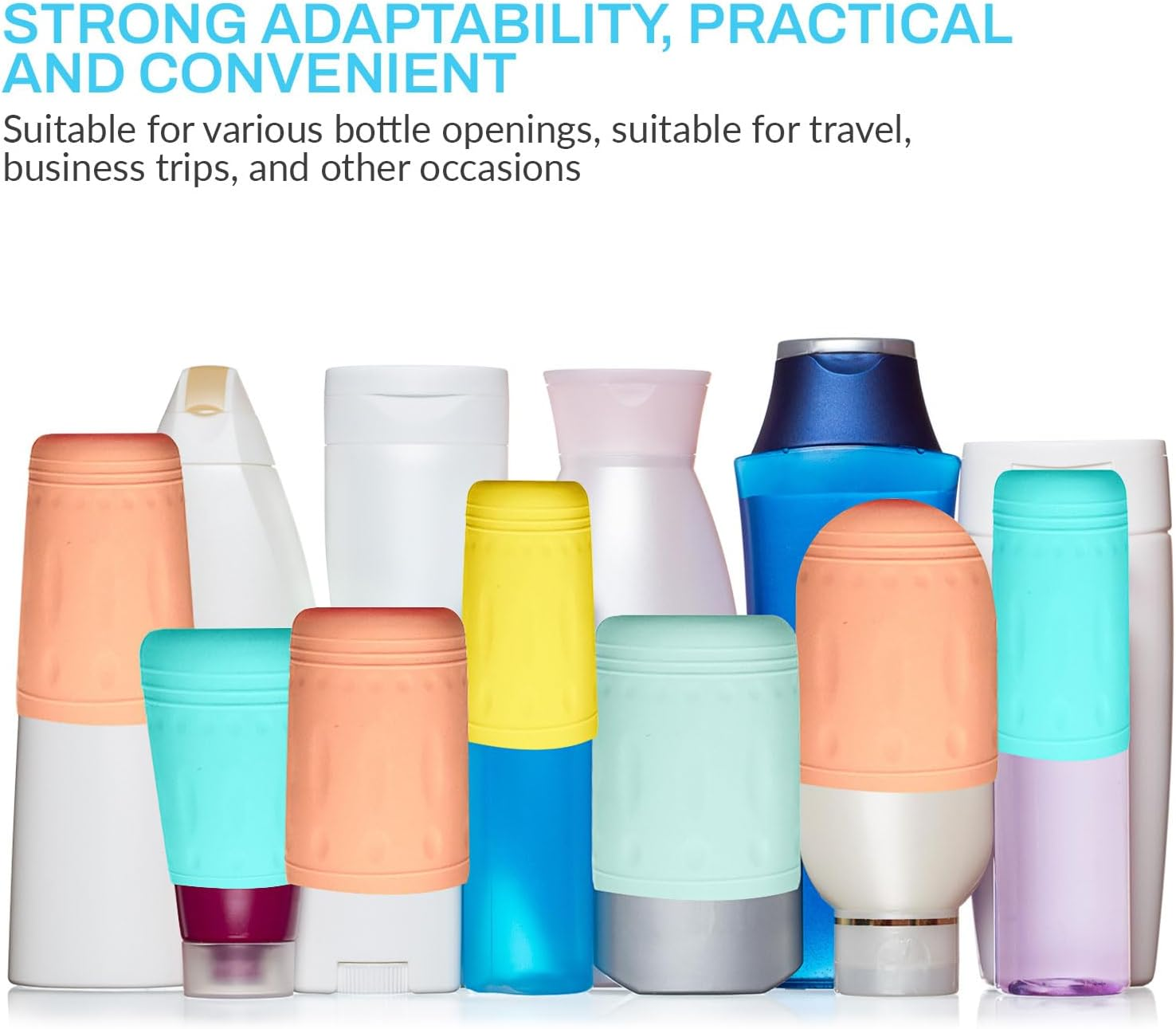 10 Pack Silicone Bottle Covers, Leak Proof Toiletry Skins Silicone Travel Bottle Covers for Liquids (Green) - Green image number 2