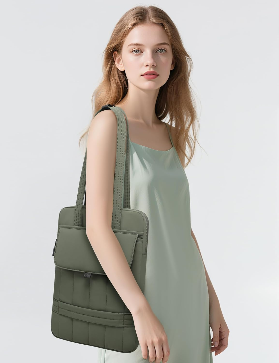 HYZUO 13.3-14 Inch Puffy Laptop Sleeve Padded Handbag for 13"-14" Macbook Pro/Air, 13" 13.3" Dell/Hp/Lenovo/Asus/Acer Notebook Chromebook, Women Slim Shoulder Bags Work Daily Bag, Midnight Green image number 5