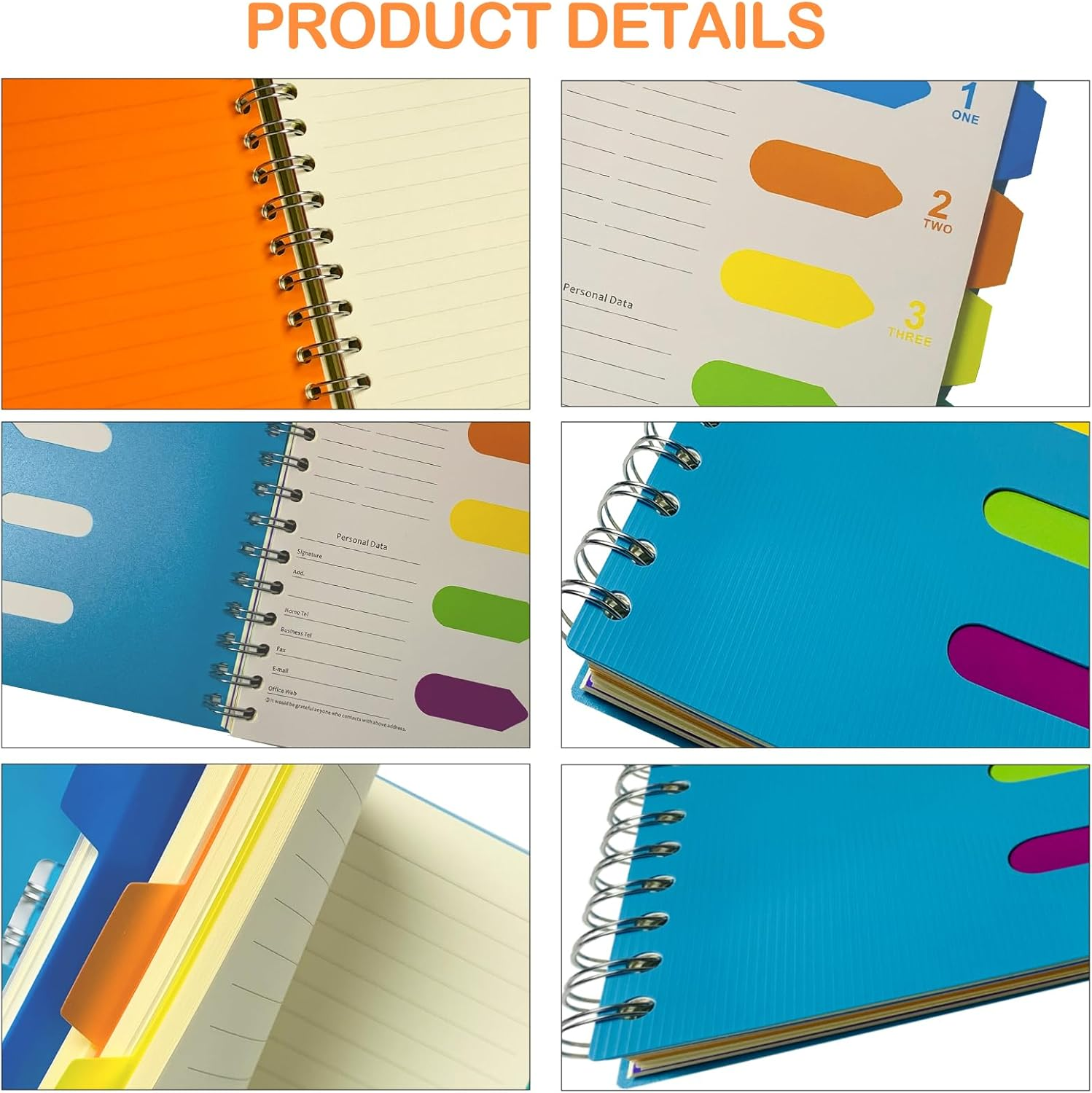 Spiral Notebook with Pen, ZACHMEST A5 Lined Notebook with Index, Hardcover Notebook Spiral Journal Notebook Subject Notebook for Work School Office Home