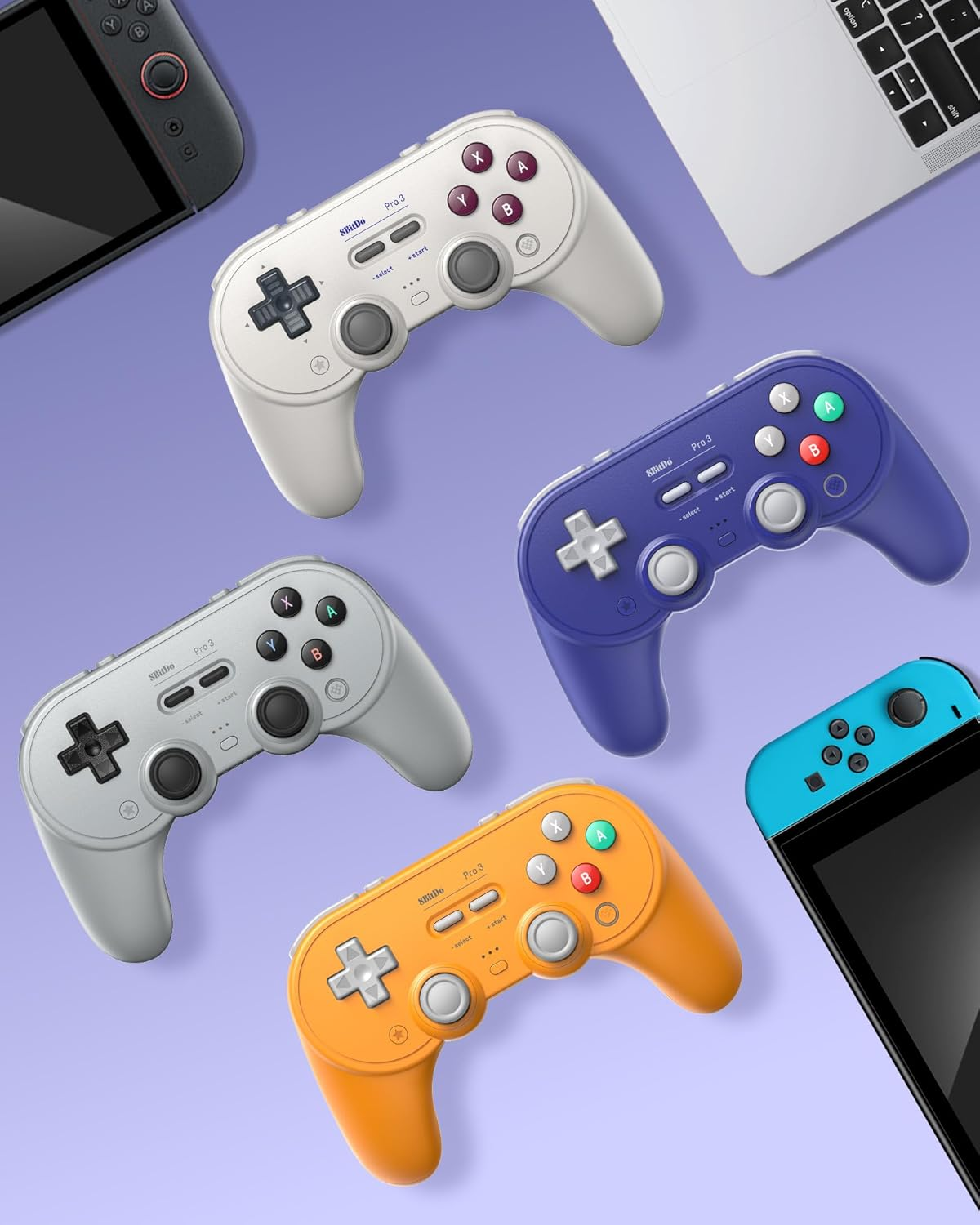 8Bitdo Pro 3 Bluetooth Controller for Switch/Switch 2 - TMR Joysticks, Swappable ABXY Buttons, Pro Back Buttons, Charging Dock, Hall Effect Triggers, Windows/Apple/Android（Purple） image number 5