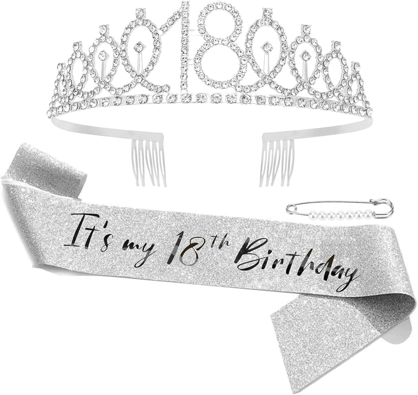 21St Birthday Crown and Sash, Silver 21St Birthday Decorations for Girl 21 Years Old Girl Birthday Gifts 21St Birthday Happy 21St Birthday Party Favor Supplies