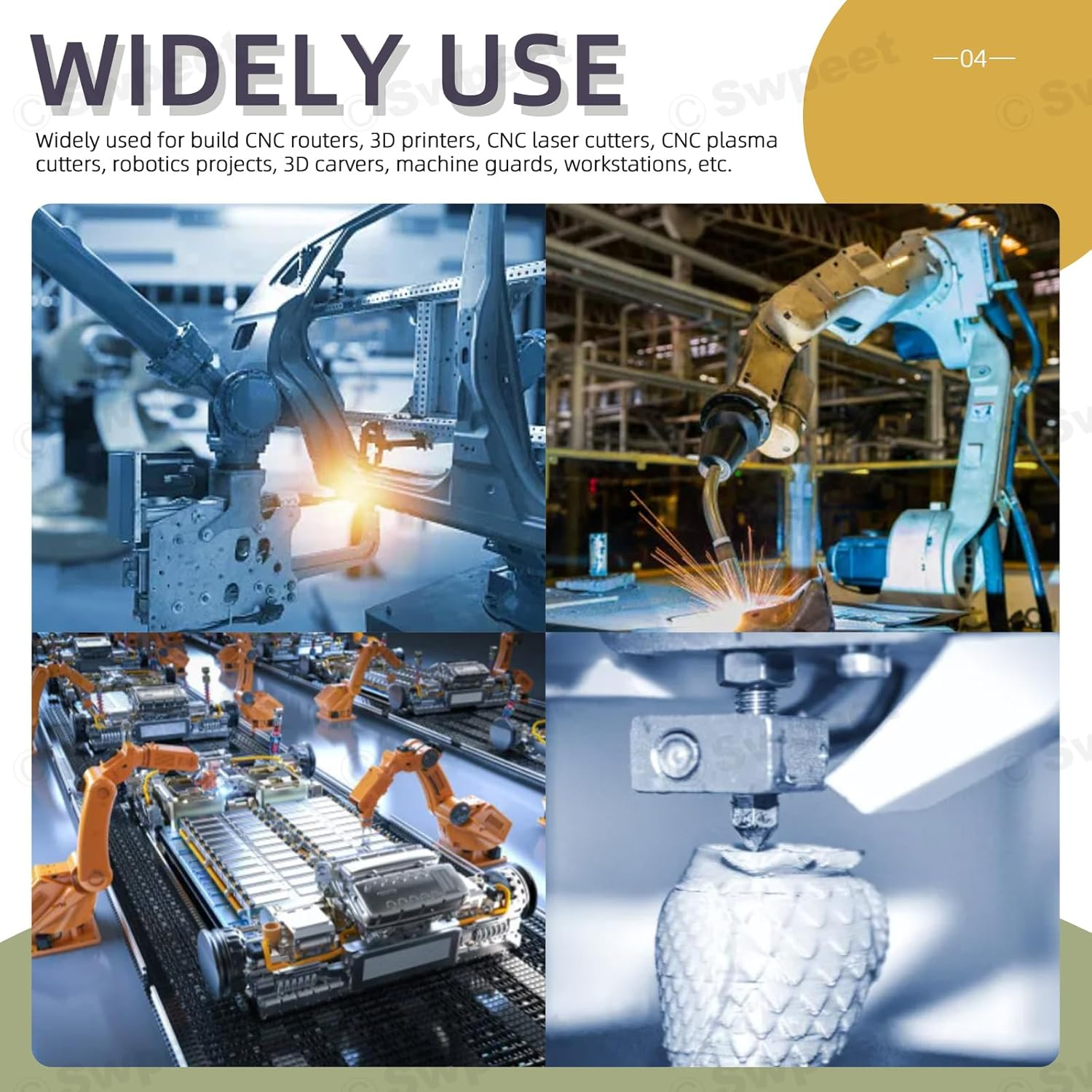 Swpeet 32Pcs M6 M8 M10 M12 Black T-Shaped Weld Nuts Kit, Tab Base UNC Carbon Steel Machine Screw, Welding Hood Fasteners Ideal for Furniture Vehicles Caster and Industry Machine