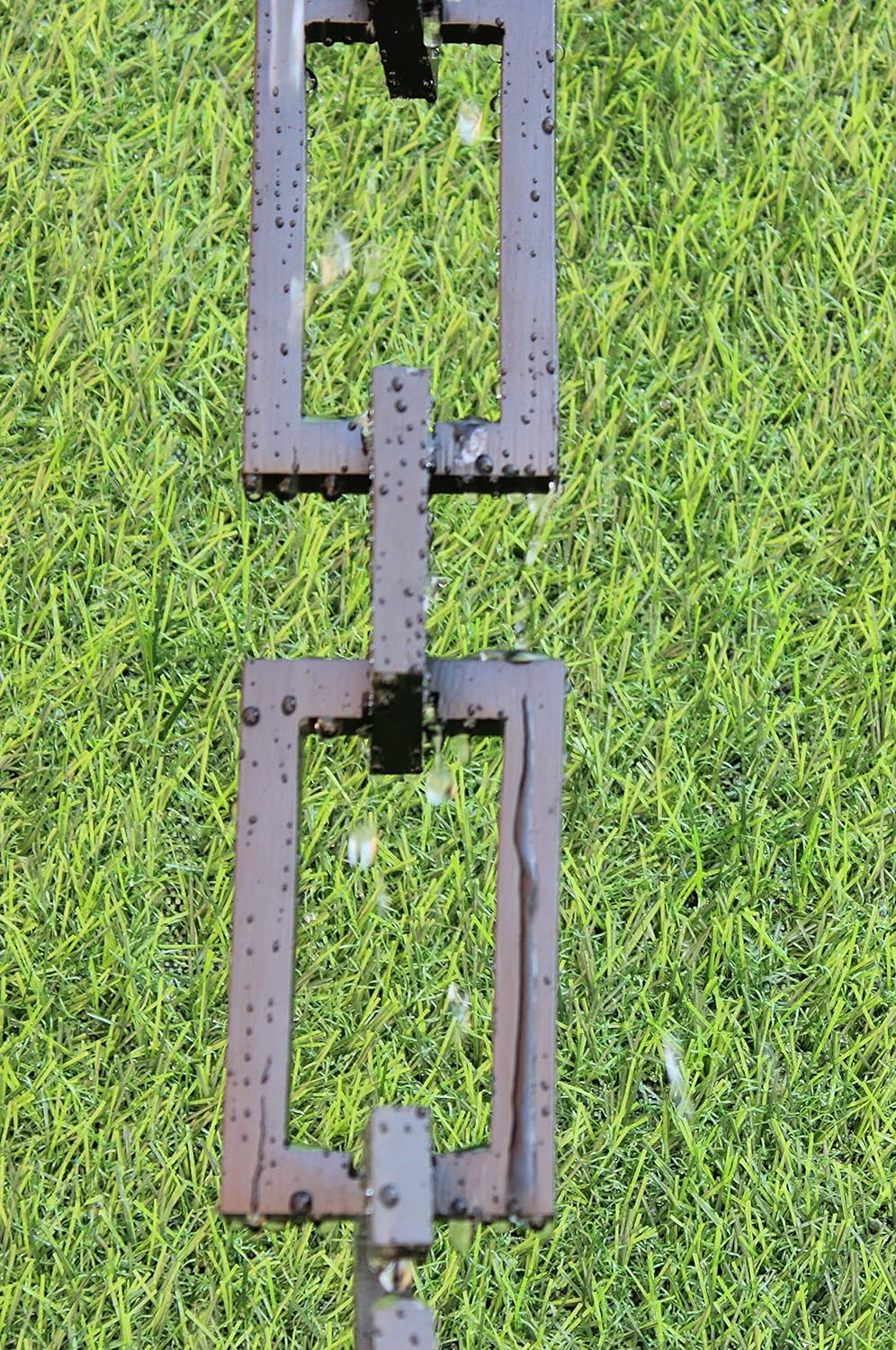 KAM Home Aluminium Artware Rectangle with Square Rain Chain with Installation Kit (Black, 12)