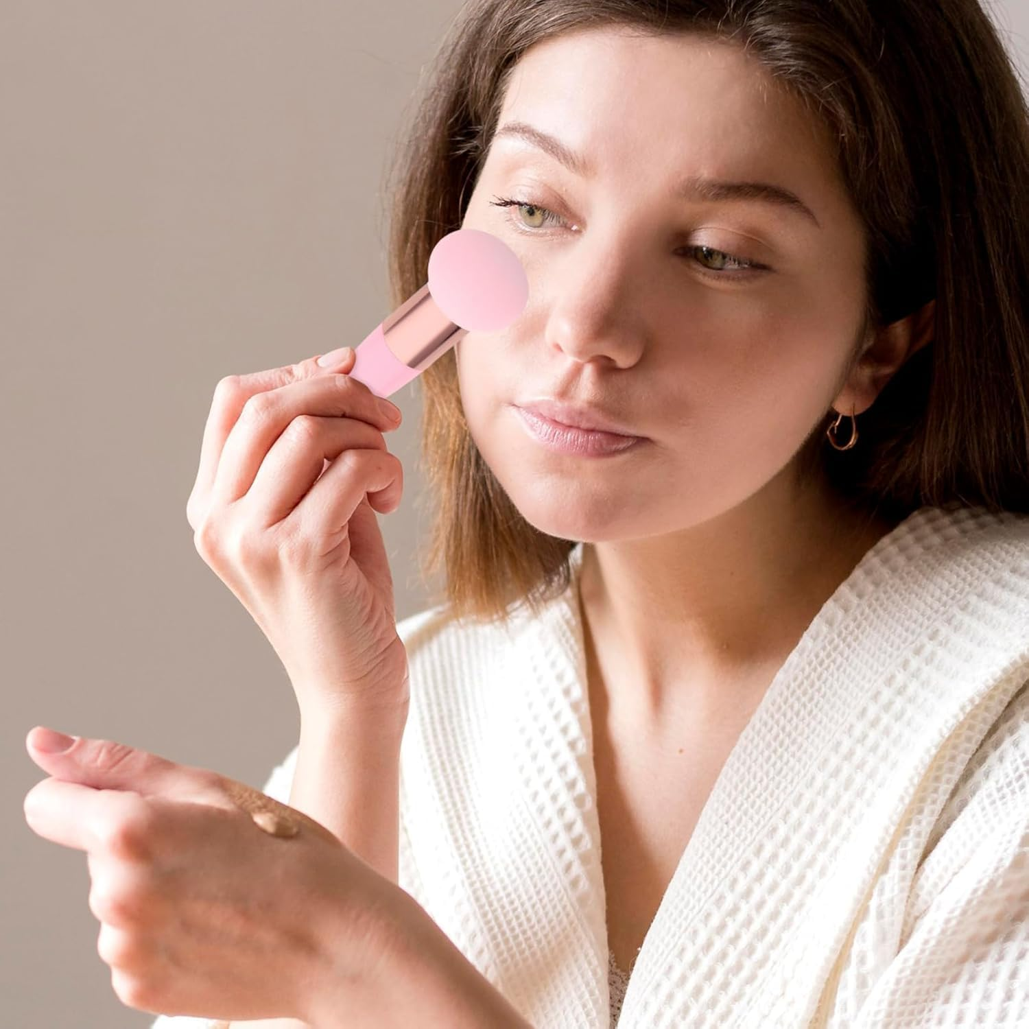 Fokmuaex 3PCS Makeup Sponges Set - Large Beauty Blender with Ergonomic Handle for Liquid, Cream & Powder Foundation, Wet/Dry Use, 3 Styles for Face Contouring & Blending image number 3