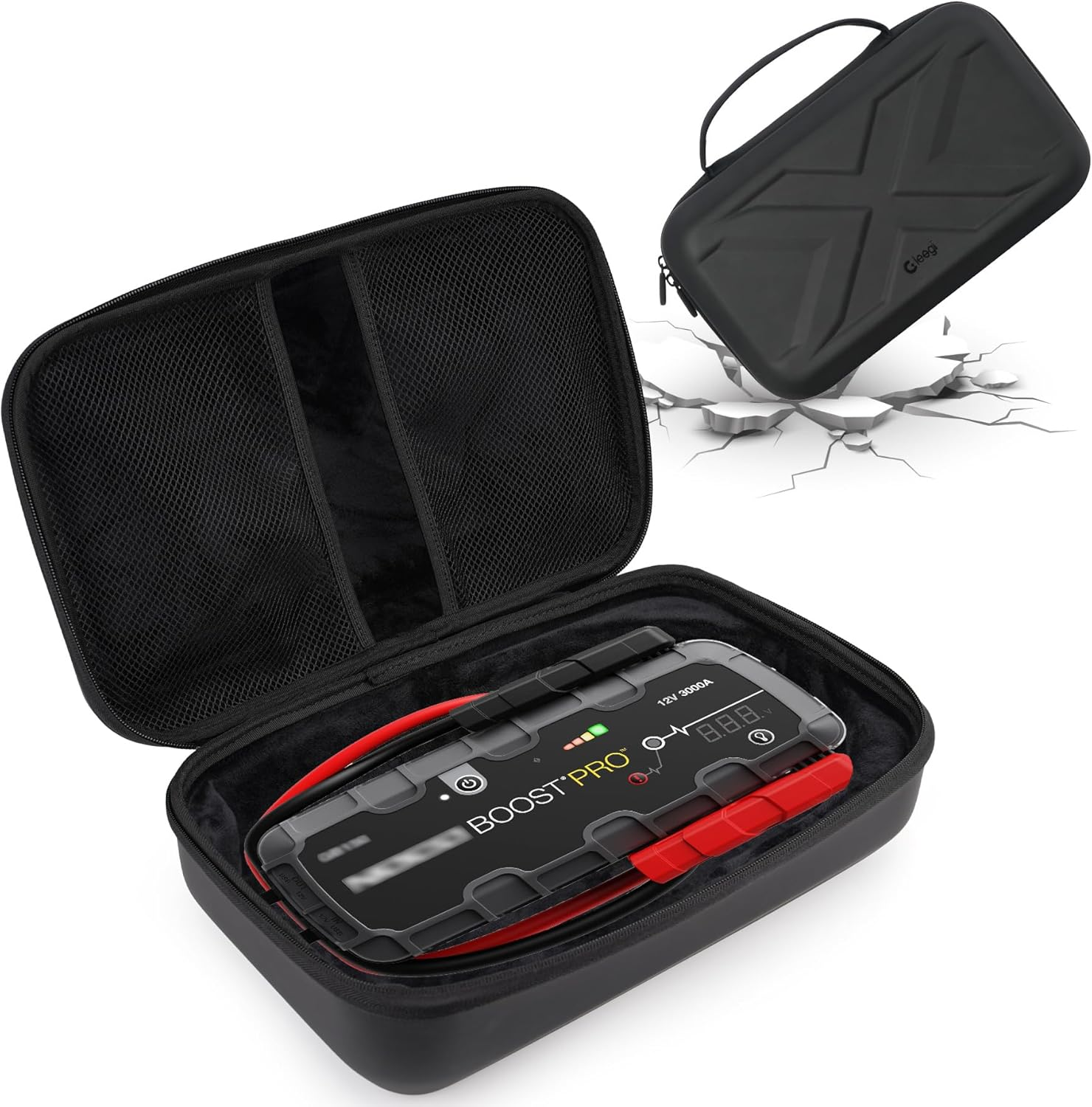 Gleegi EVA Protection Case Compatible with Compatible with NOCO Boost X GBX155: 4250A/Boost GB150: 3000A Ultrasafe Jump Starter, Portable Carrying Case for Car Battery Booster image number 3