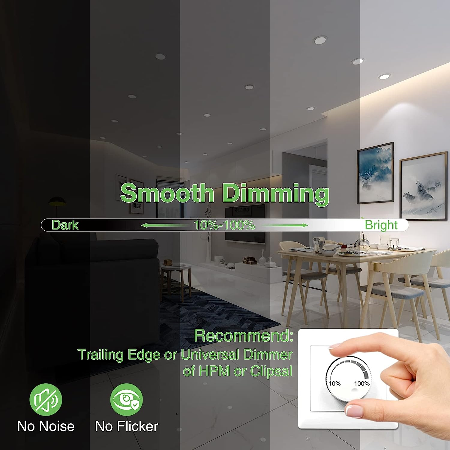 ALUSSO 12W LED Recessed Ceiling Light Dimmable IP44 Spotlight,3000K 4000K 5700K, 90-100Mm Cutout,Suitable for Bathroom,Bedroom,White, Pack of 10 image number 2