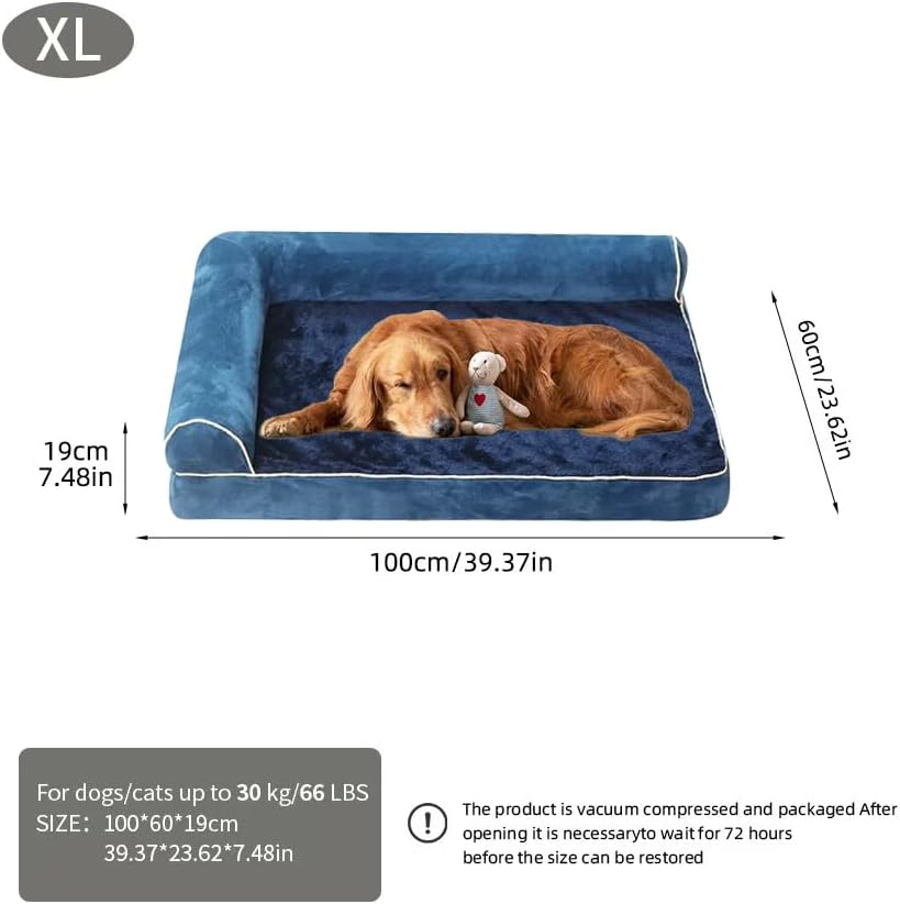 Orthopedic Dog Bed for Large Dogs, Big Waterproof Dog Bed, Washable Pet Bed for Large Sized Dogs with Memory Foam Pet Bed Mat, Anti-Slip Bottom, Deluxe Plush Pet Bed Mat image number 4
