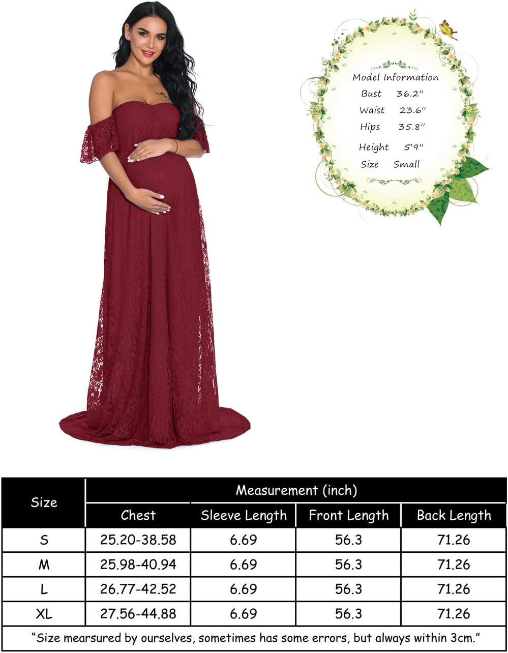 ZIUMUDY Photography Maternity Dress off Shoulder Lace Baby Shower Pregnant Wedding Dress