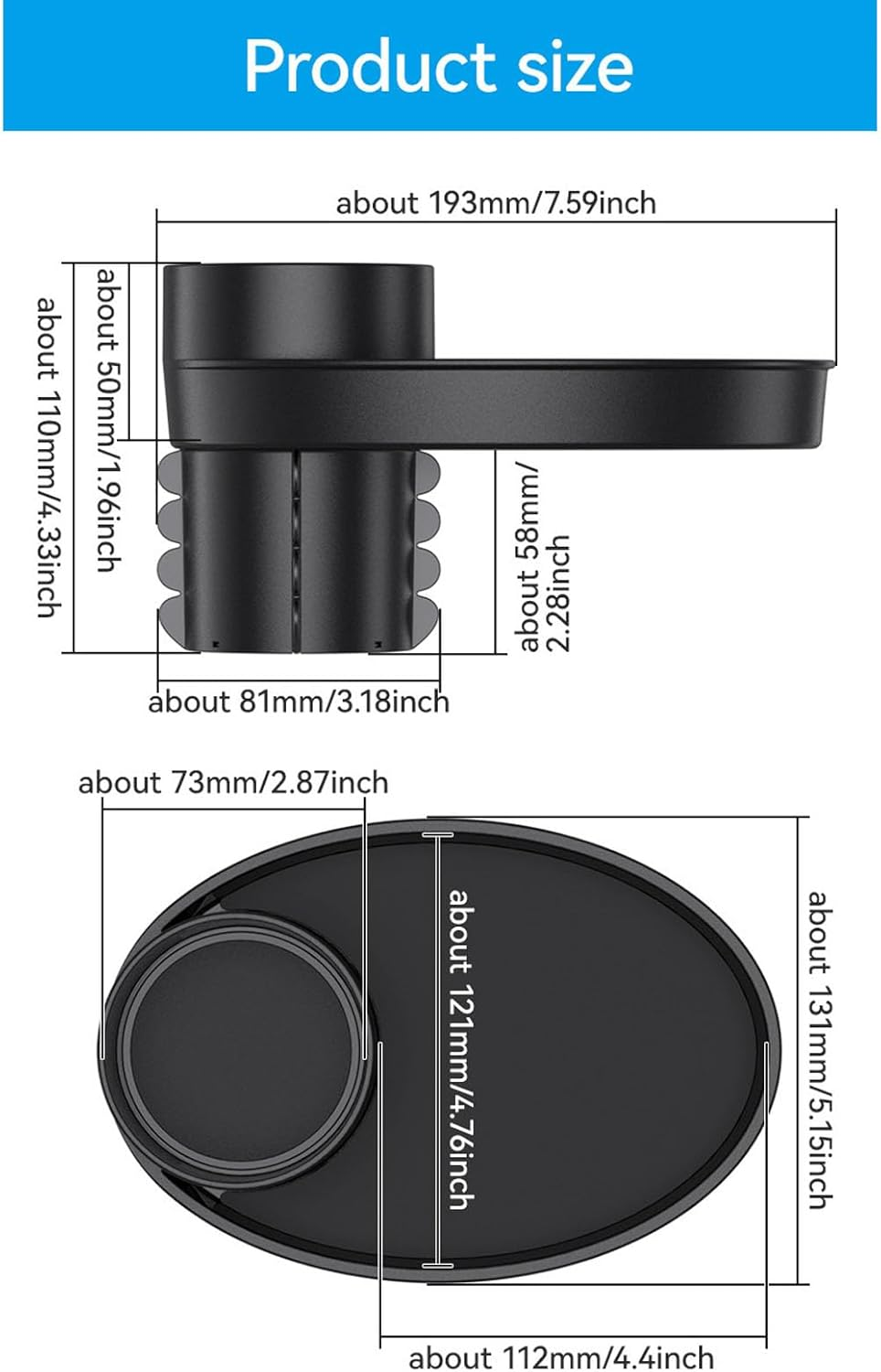 Car Snack Tray, Kids Carseat Cup Holder with Food Tray, Console Holder for Toddlers Activity Table, Roadtrip Essentials (Black) - Black image number 4