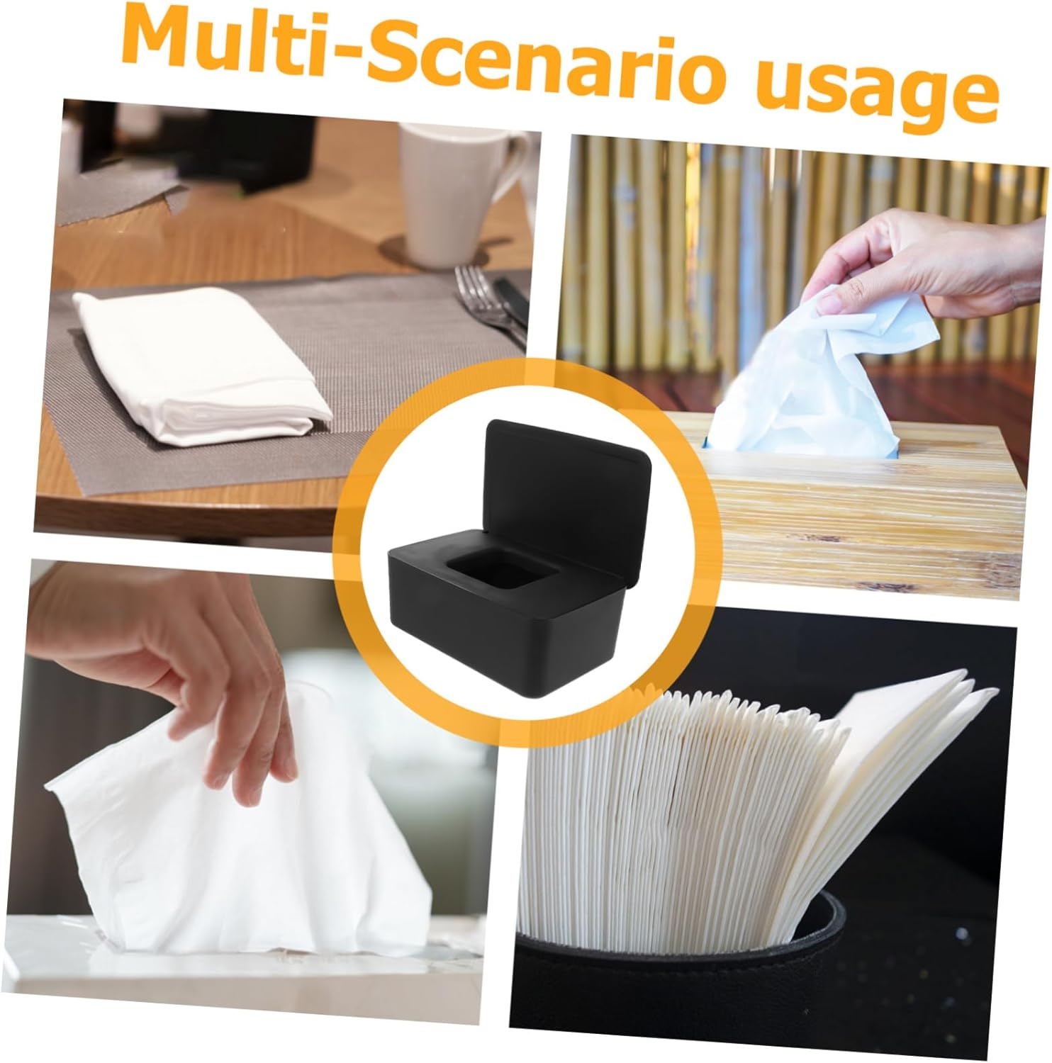 PRETYZOOM Wet Tissue Storage Box Lid, Refillable Plastic Wipes Dispenser Case, Black Wet Wipe Holder for Home, Office and Car Use image number 6