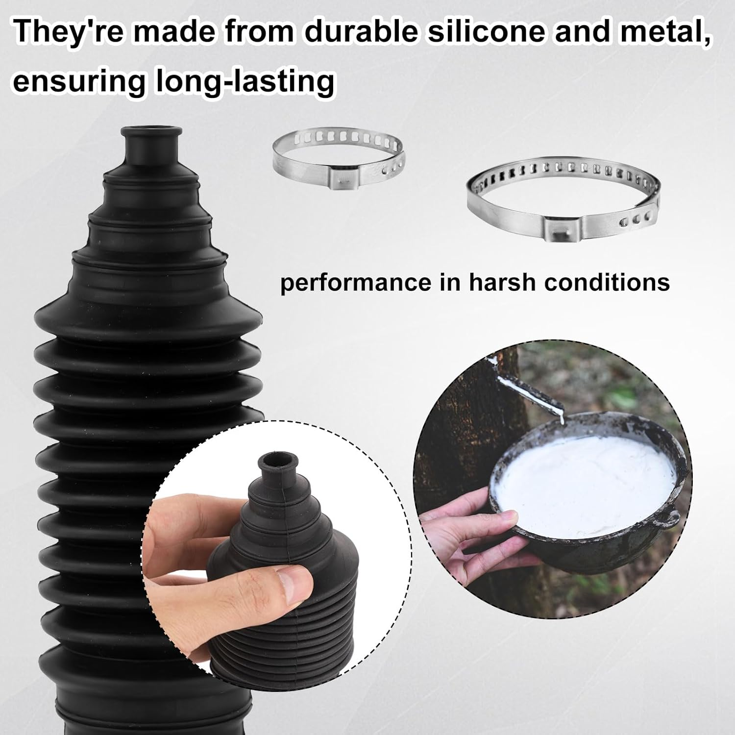 Inner Tie Rod Boot Kit, 8.66X2.36X2.36In Silicone Steering Rack Boot Tool Dust-Proof Car Rack and Pinion Boot Waterproof Inner Tie Rod Bellow Boot Car Accessories(Black) image number 5