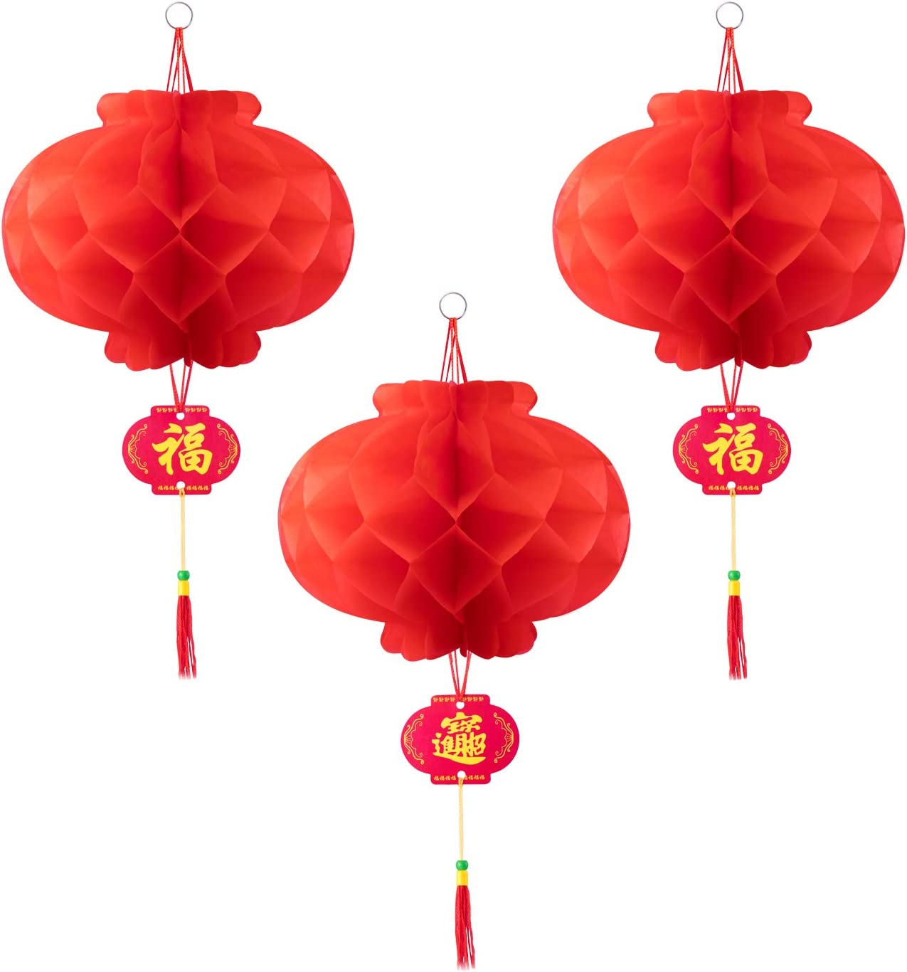 Favide 20 Pieces 10 Inch Chinese Red Paper Lanterns Festival Decorations for New Year, Spring Festival, Wedding and Restaurant image number 6
