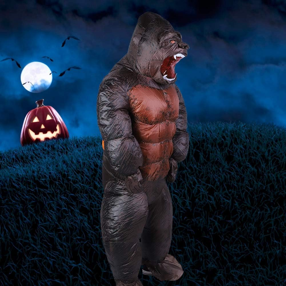 Inflatable Halloween Costume, Gorilla Costume Inflatable King Kong Costume Adult Gorilla Blow up Mascot Suit with Air Blower, Full Body Naughty Funny Costume for Halloween image number 6