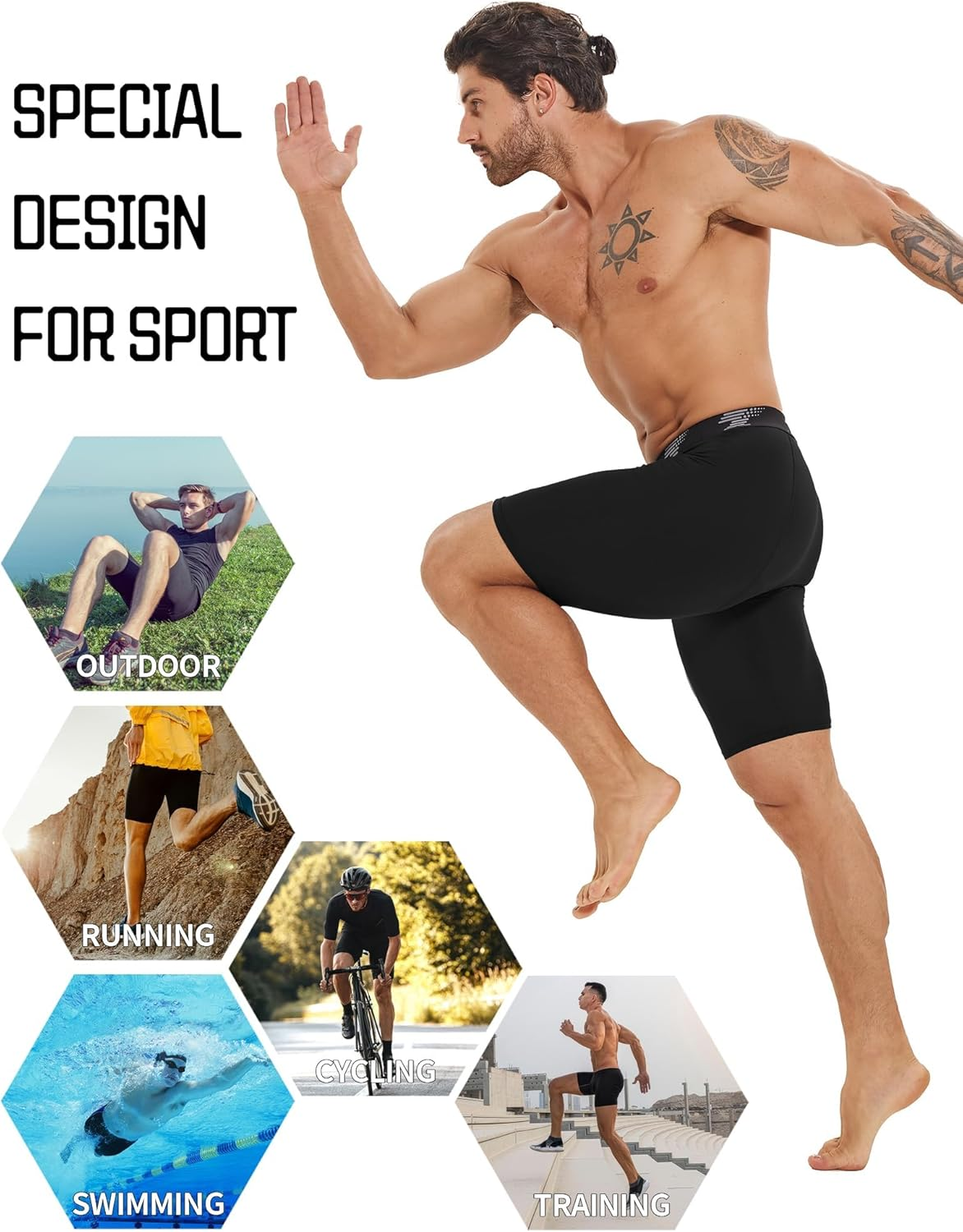 TELALEO 5 Pack Men'S Compression Shorts Quick Dry Running Tights, Sports Performance Active Short Seta image number 1