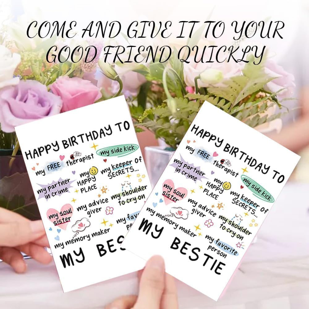 Sister Birthday Card Best Friend Birthday Card for Women Heartwarming Funny Greeting Card with Cute Pattern Blank inside for Sister Bestie Gifts