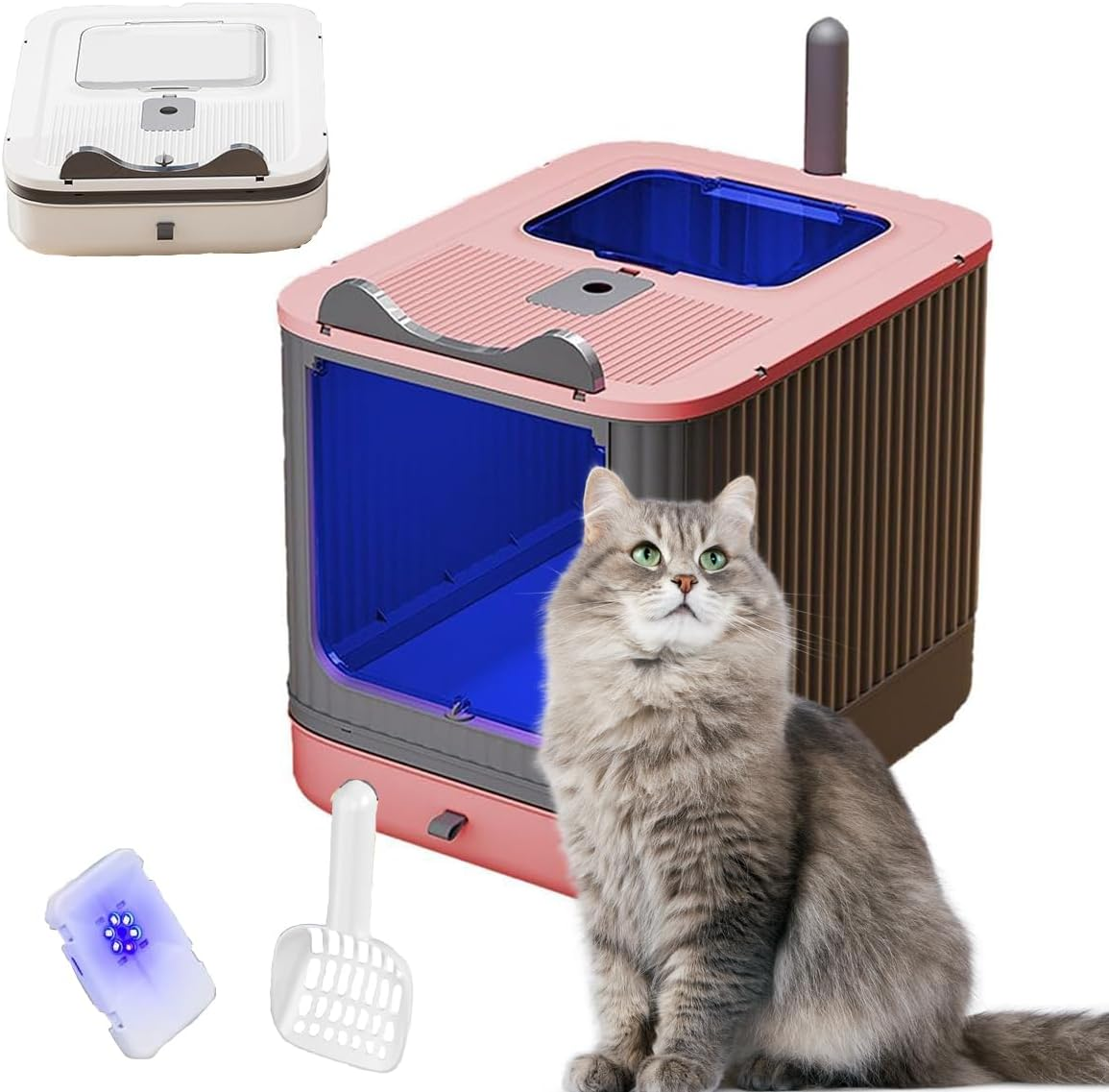 Cat Litter Box, Fully Enclosed Cat Litter Box with Lid, a Brand-New Disinfectable Design with a Scoop and an Extra-Large Litter Tray, Ideal for Larger or Multiple Cat (Pink) image number 3