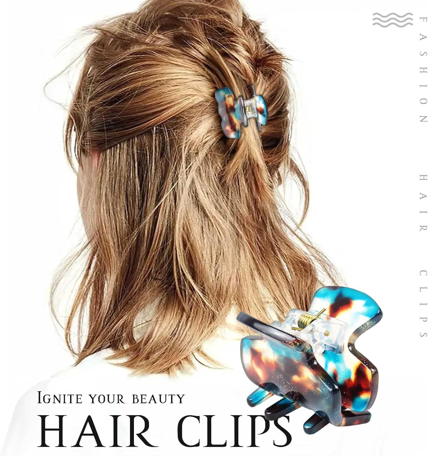 Kavya Pack of 6 Women'S Hair Clips, Small Square for Thin Hair, Non-Slip Hair Clips, Tortoiseshell Acetate Leopard Hair Clips for Women and Girls - Set 1 image number 3