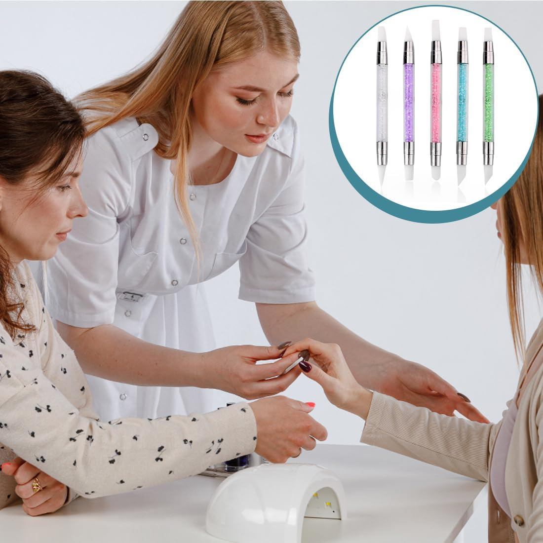 Weddhuis Silicone Styling Brush Set, Double Head, DIY Nail Tools, Silicone Nail Brush, Gel Sculpting Brush, Pack of 5 image number 5