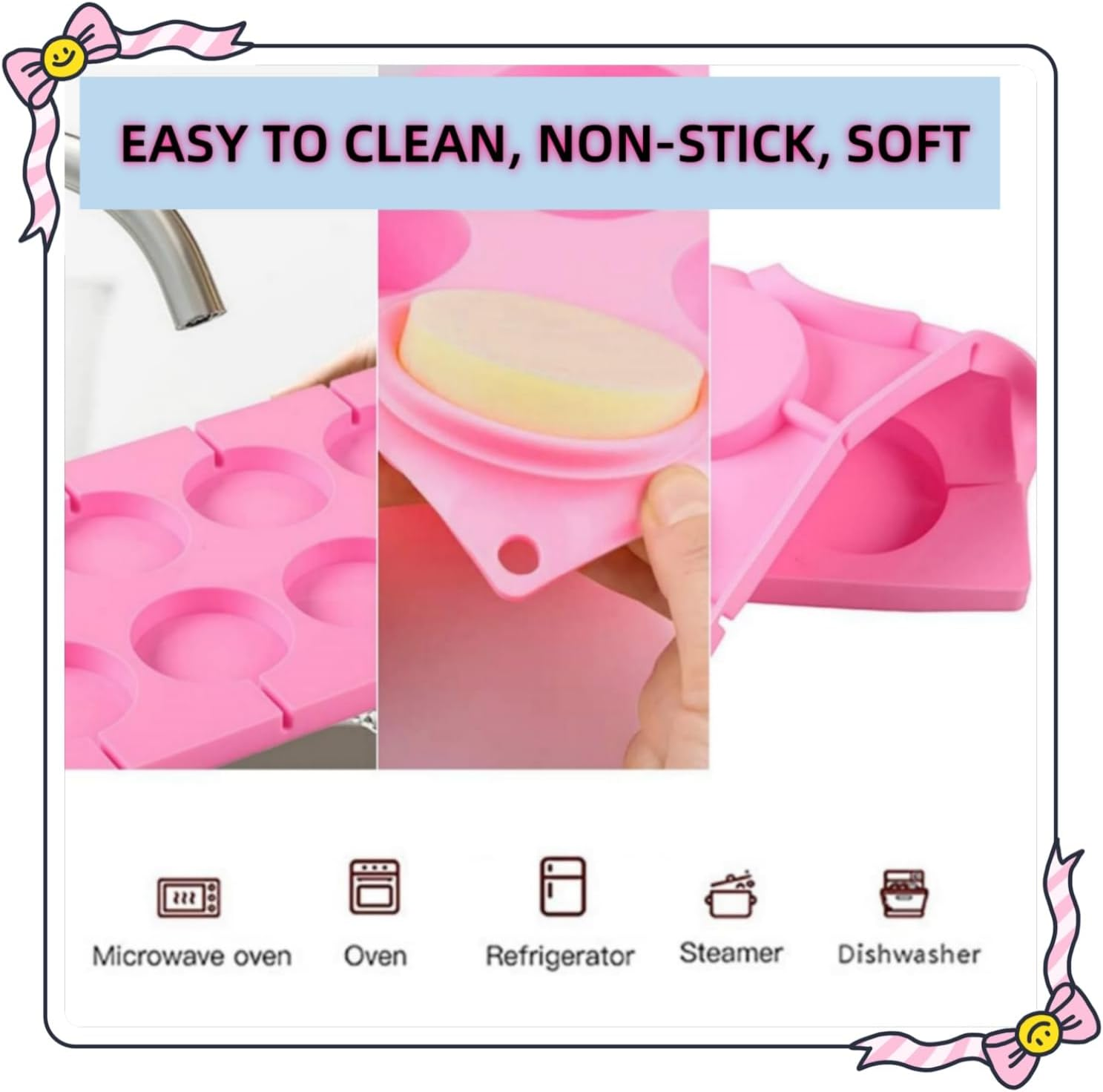 2Pcs 8-Capacity Large Silicone Lollipop Molds, Hard Candy Chocolate Sucker Mold, Candy Treat Bags, Great for Sucker, Hard Candy, Lollipop, Cake Pop (Large Round) image number 3