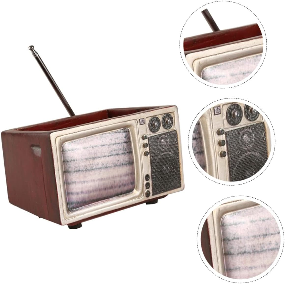 BCOATH Retro Red Resin Tv Shape Flower Pot Indoor Gardening Planter Decorative Home Storage Organizer for Arts Crafts Supplies image number 3