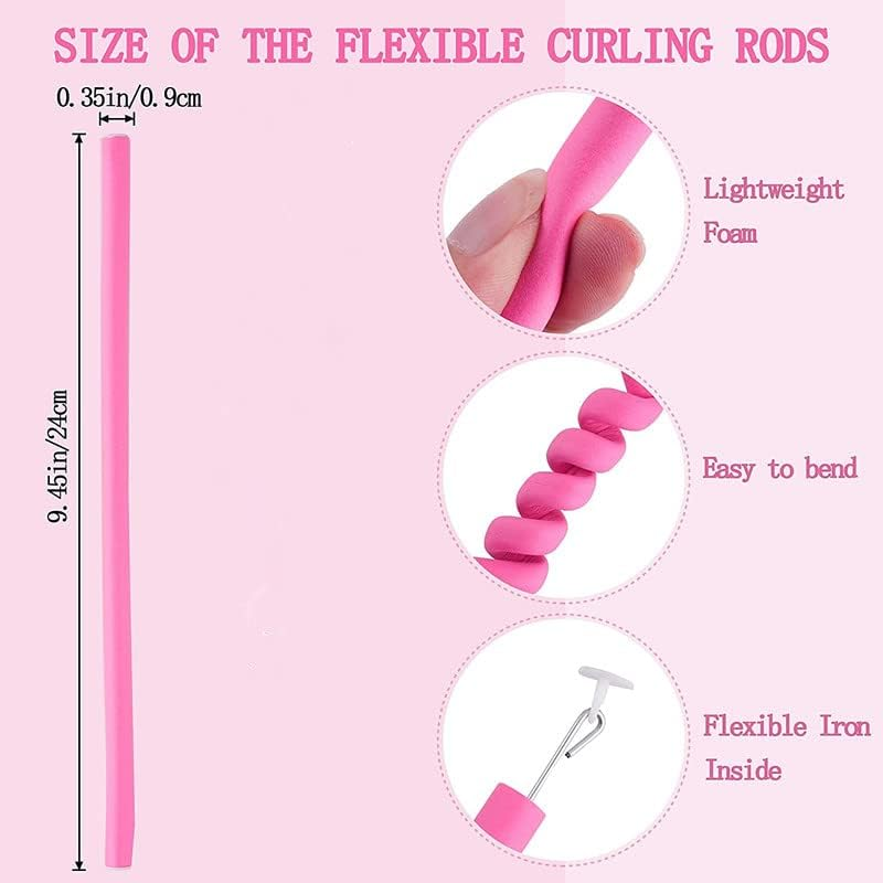 10Pcs Twist Foam Hair Rollers, Flexible Foam Curling Rods, No Heat Flexible Twist Foam Curling Rods Hair Curlers, Soft Bendy Twist Sponge Heatless Curls Rods image number 6