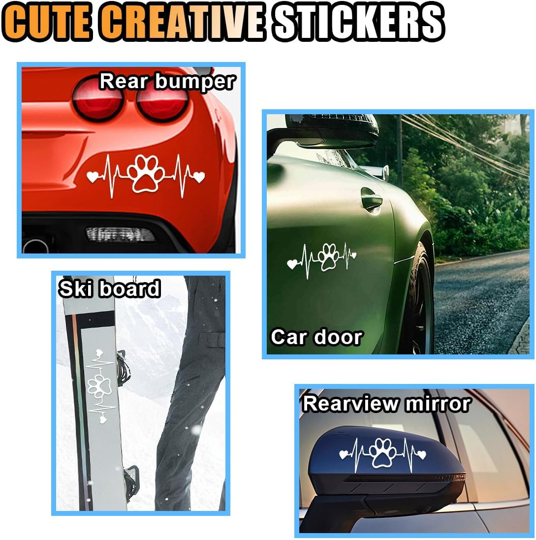 Dog Paw Heartbeat Sticker Decal, Vinyl Waterproof Sticker Decal, Cute Bumper Sticker Universal for Car Truck Van Wall Cup Tumbler Laptop image number 5