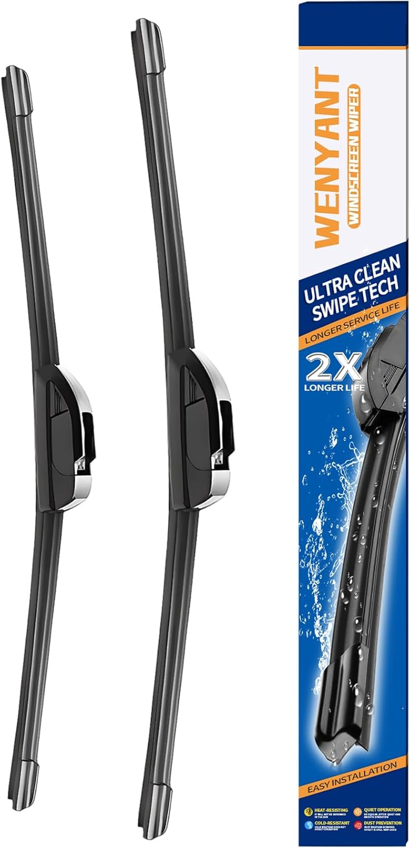 19" + 18" Replacement for Mazda MX-5 Miata 2019-2016 Fiat 124 Spider 2019-2017 Hyundai Scoupe 1995-1991 Front Windshield Wiper Blade Original Equipment J/U Hook Blades 2 Pack image number 1