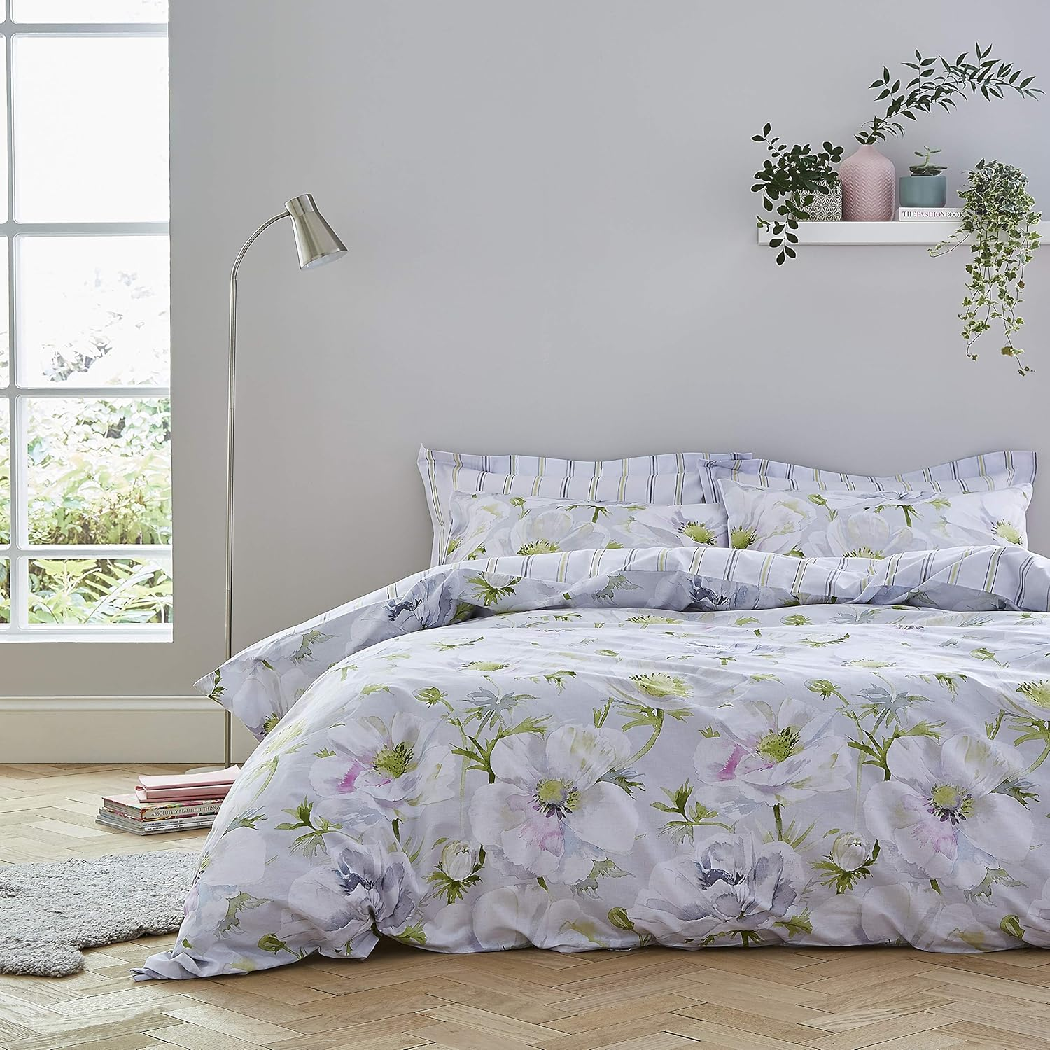 Bianca Cotton Soft Artic Poppy Green Bed Linen 200 X 220 + 50 X 80 Cm (2) and Fitted Sheet 140 X 200 Cm White image number 2