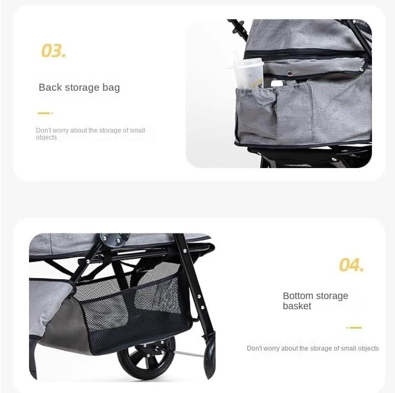 Pet Stroller Dog Stroller Cat Stroller Folding Pet Stroller Dog Folding Stroller with 4 Wheels Dog Cat Puppy Stroller for Medium Small Pet Dog Pram Dog Cat(Color:D) image number 2
