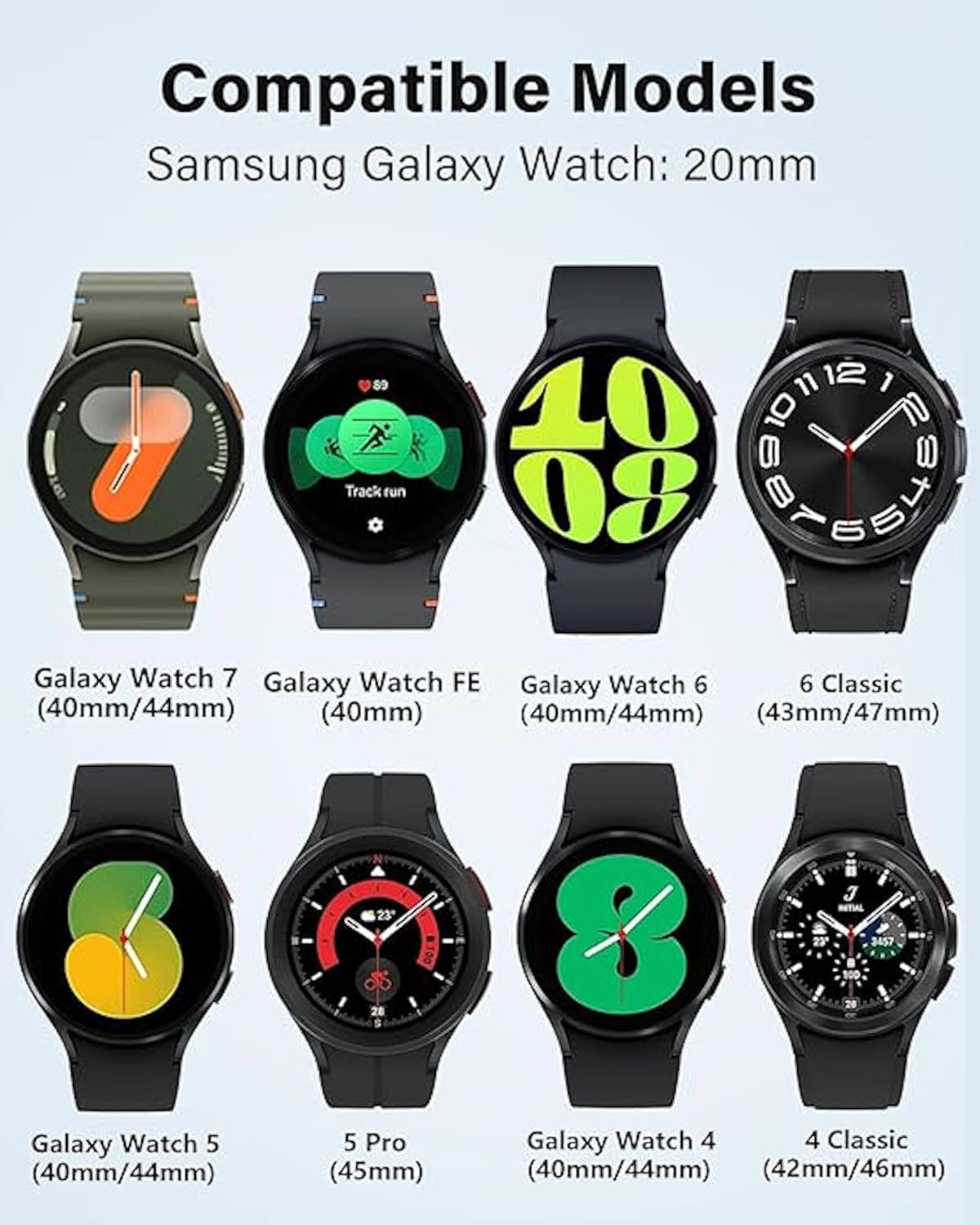 2 Pack No Gap Bands Compatible with Samsung Galaxy Watch 4/5/6/7 Band 40Mm 44Mm, 20Mm Silicone Replacement Watch Strap for Galaxy Watch 6/4 Classic /5 Pro Bands