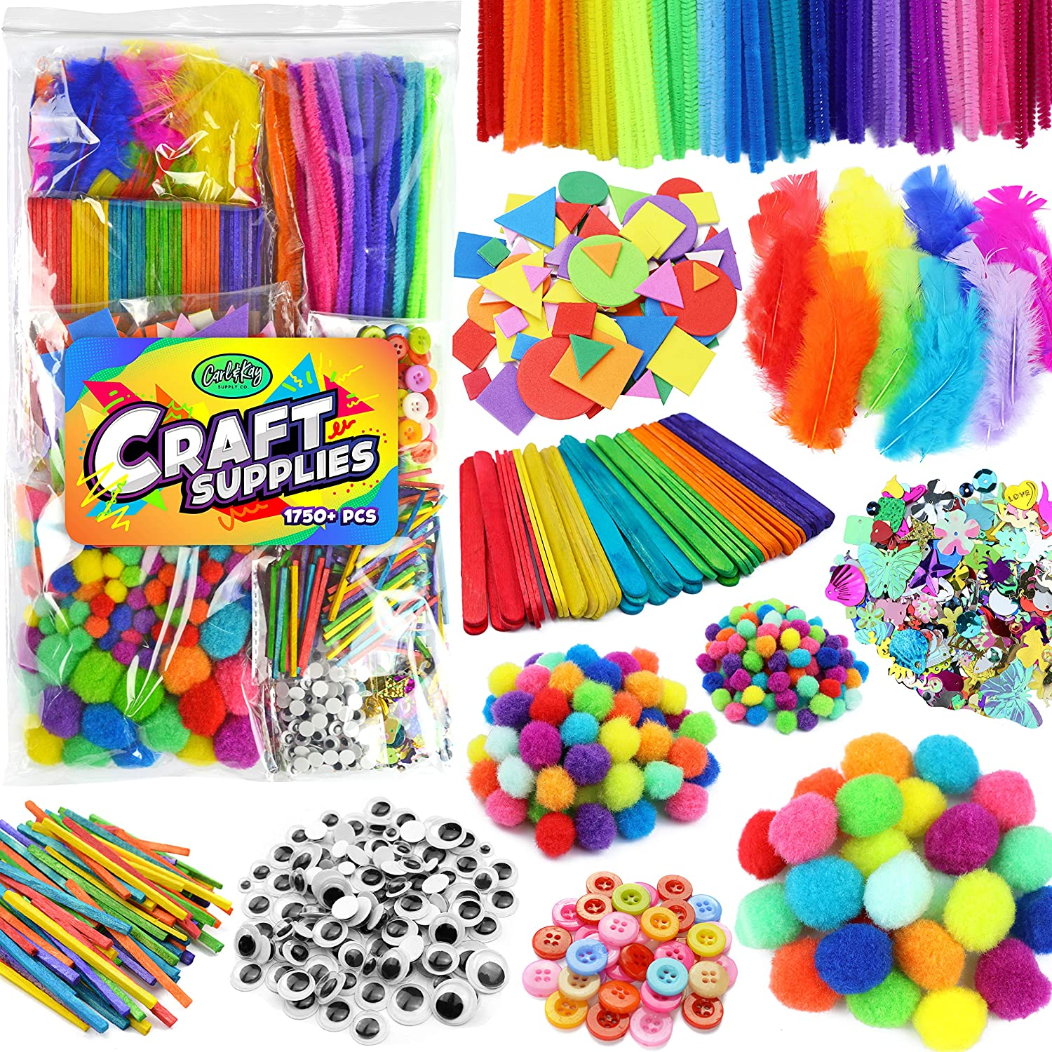 Carl & Kay Supply Co. Arts & Crafts Supplies for Kids Crafts - Kids Craft Supplies & Materials - Kids Art Supplies for Kids- Arts and Crafts Kit for Kids Craft Kits - Toddler Crafts for Kids Craft Set