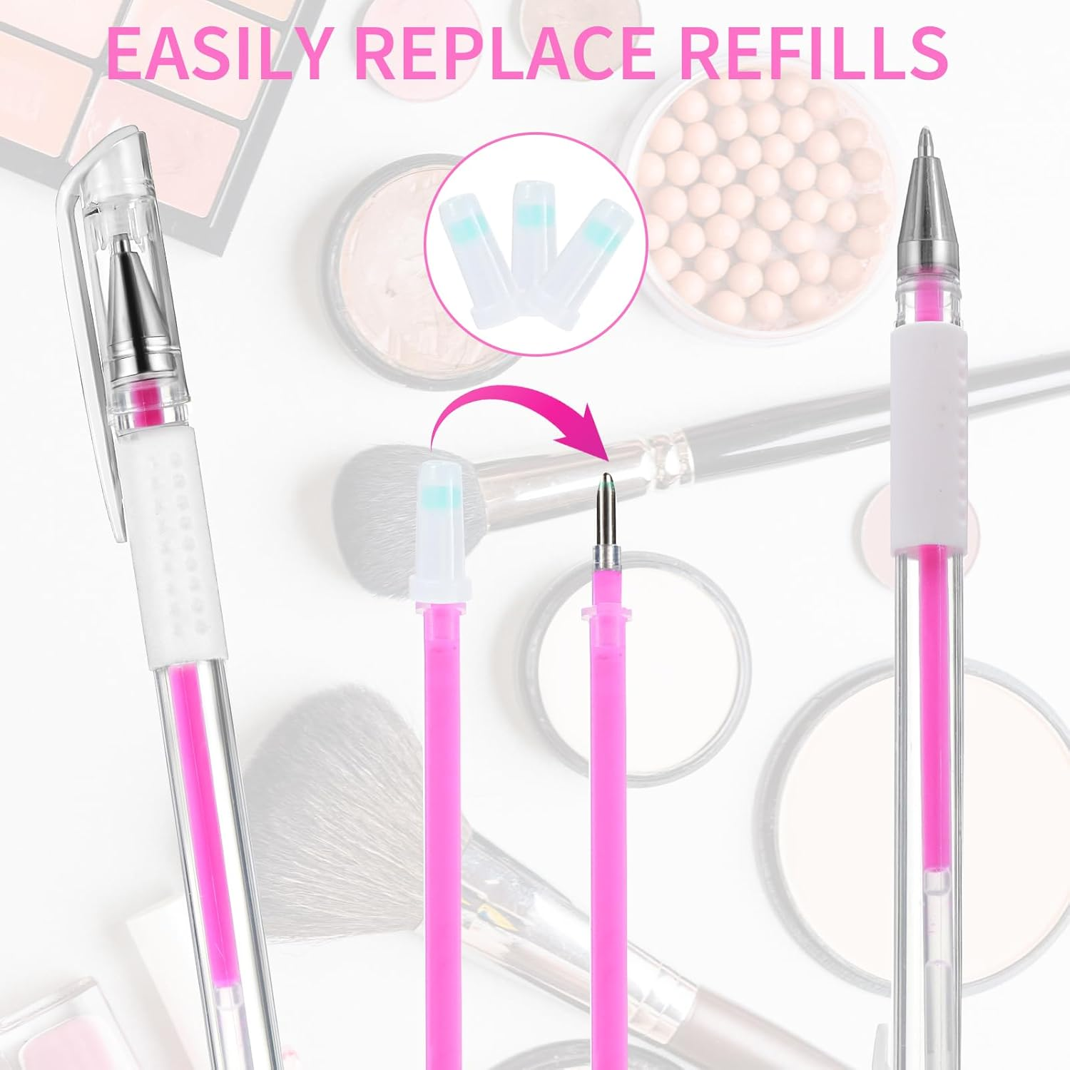 Eyebrow Microblading Marker Pen, 2 Pcs Brow Mapping Pens with with 4 Replacement Refills and 1 Ruler, Makeup Tattoo Skin Marker Pen, Brow Lamination Supplies for Eyebrow Lip Skin(Pink) image number 4