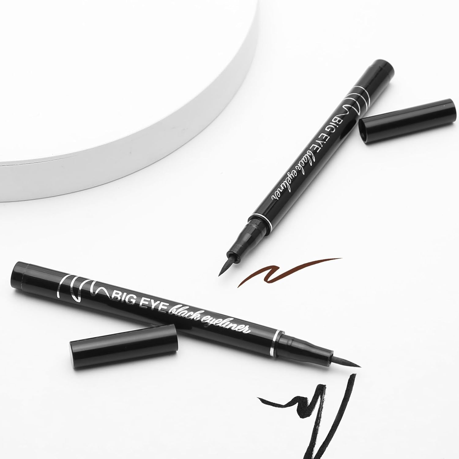 Boobeen 2Pcs Liquid Eyeliner Black Brown, Waterproof Eyeliner Pen with Winged Eyeliner Tool, Creates Bold Cat Eye Makeup image number 1