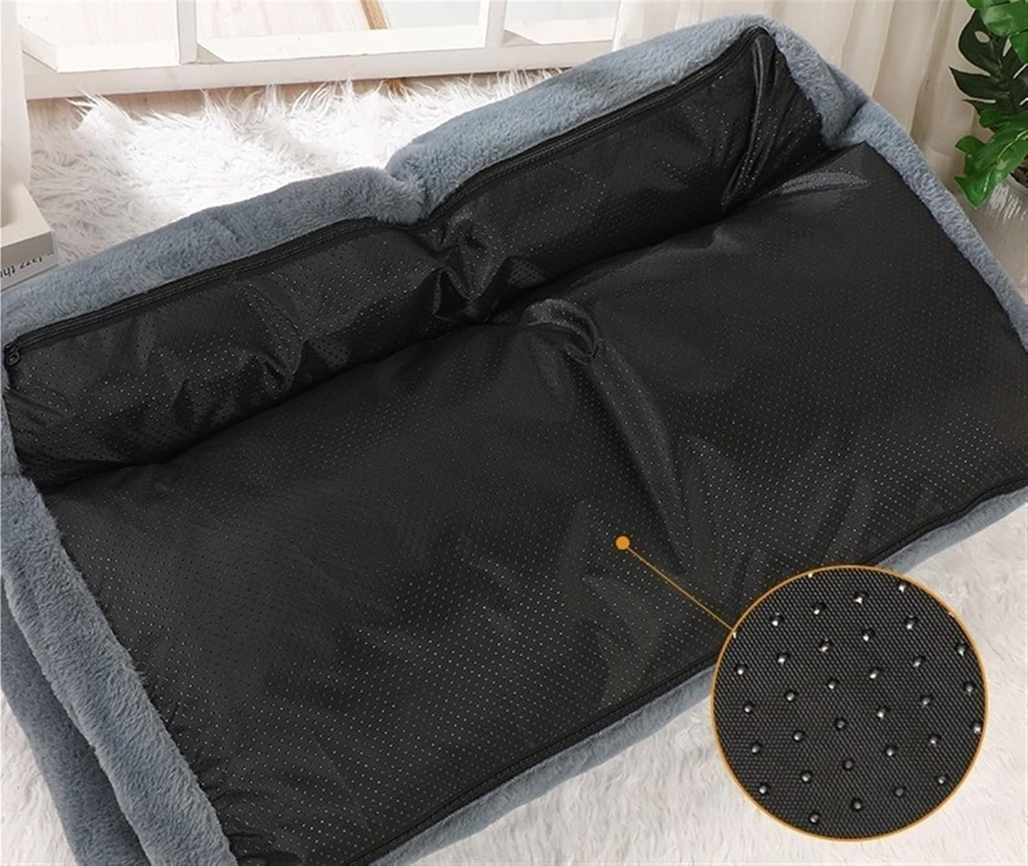 Revuera Pet Sofa, Washable Fluffy Pet Sofa Plush Pet Sofa anti Slip Dog Bed for Couch Pet Calming Sofa Couch Bed (Color : Gray, Size : X-Large) image number 5