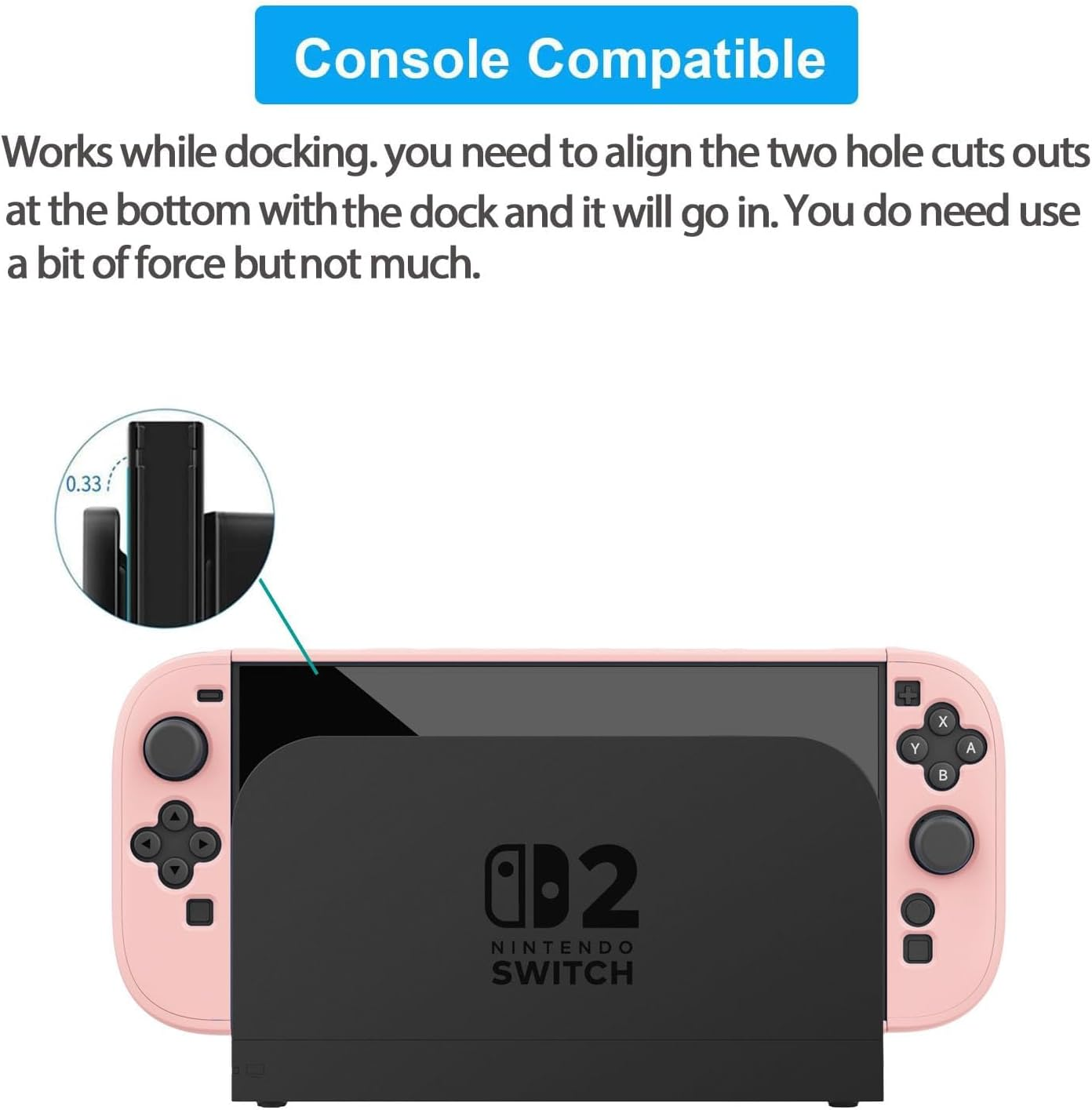 Dockable Case for Nintendo Switch 2 (2025), Protective Cover for Switch 2 and Joy Con Controller - Slim Shockproof with Anti-Fingerprint Switch 2 Protective Cover - Pink image number 3