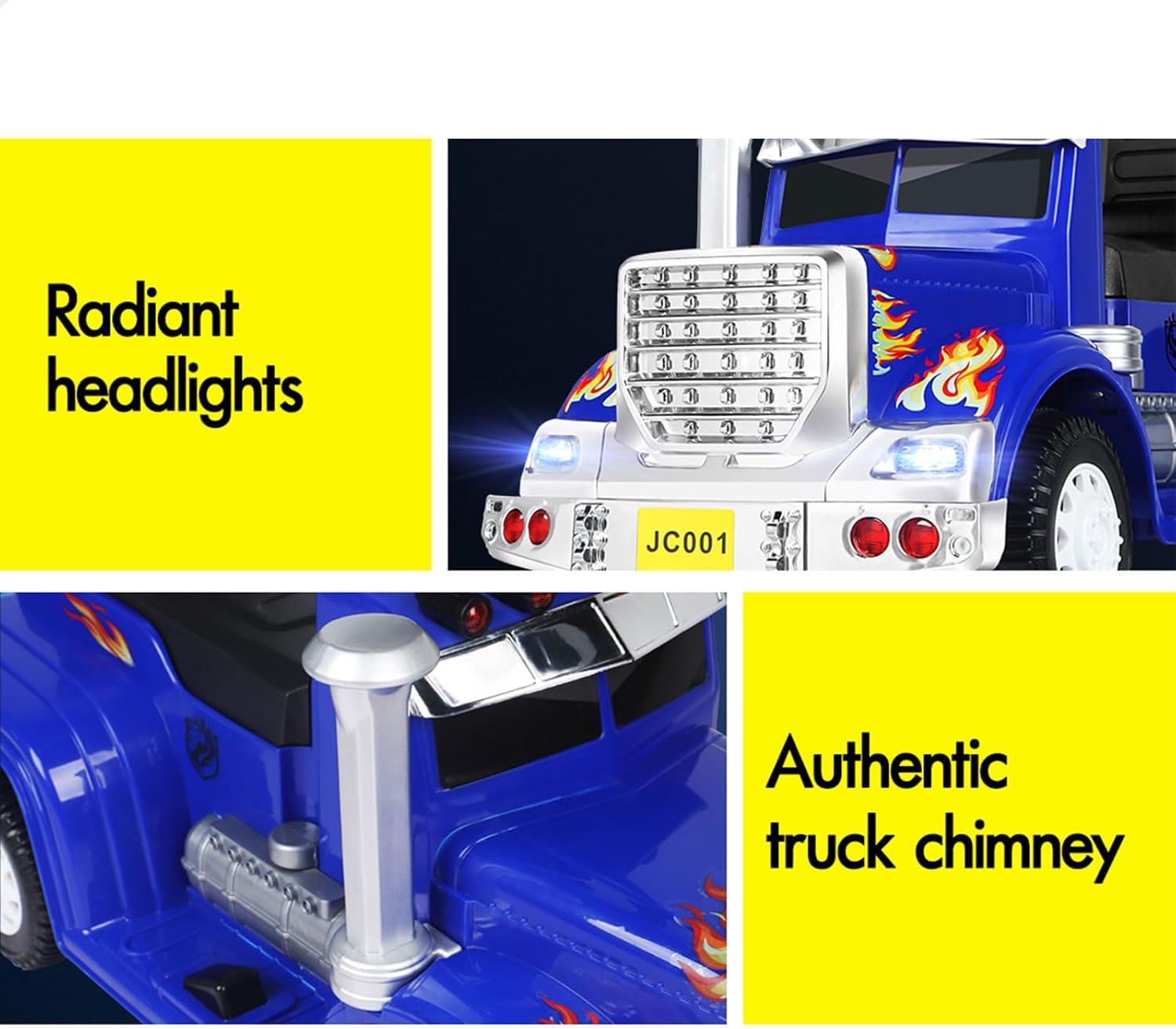 ALFORDSON Kids Ride on Truck 6V Motor, Eletric Toy Car with Music Player, LED Lights, Ride-On Car Design Vehicle SUV Tractor Toy, Blue - Black image number 5