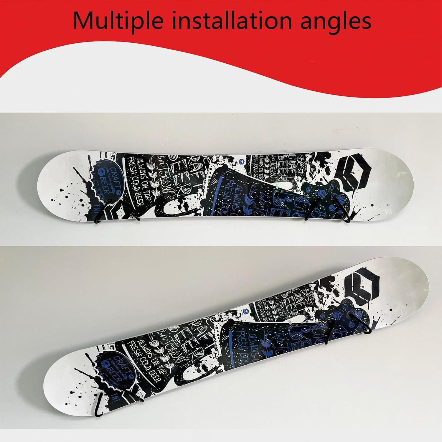 Pmsanzay 2 Pack Universal Ski and Snowboard Wall Storage Rack, Horizontal Wall Rack Hanger, Ski Holders Snowboard Gear Organizer Snowboard Display Stand for Room, Garage image number 6