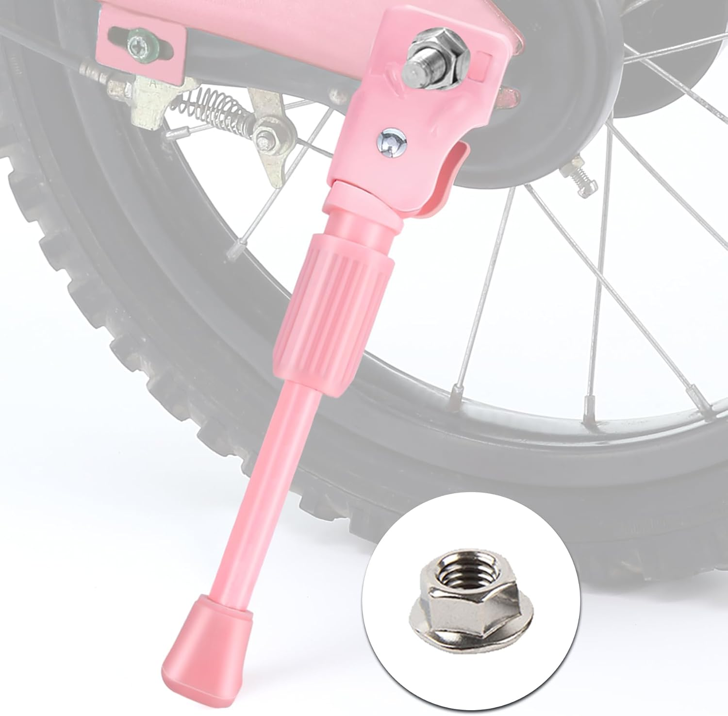 Kids Bike Kickstand Fits 12 14 16 18 20 Inch Bicycles, Aluminum Alloy Kickstand for Kids Bike with Anti-Slip Pad, Universal Fit for Mountain Road Bikes (Pink)