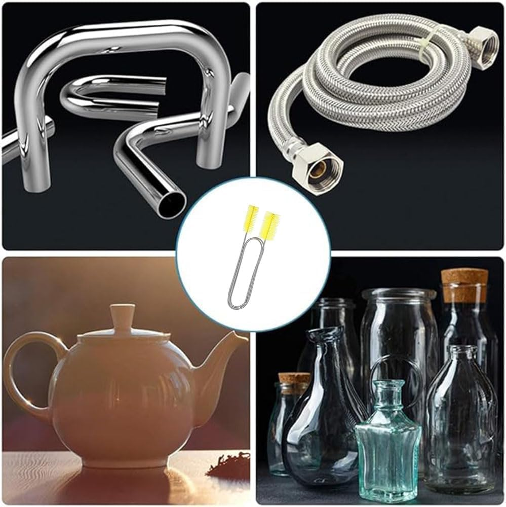 11 Types of Flexible Drainage Brushes and Straw Cleaning Brushes, Stainless Steel Double Headed Hose, Suitable for Fish Tanks, Glass Tubes, Homes, and Kitchens. Available in Two Colors (Yellow) image number 5