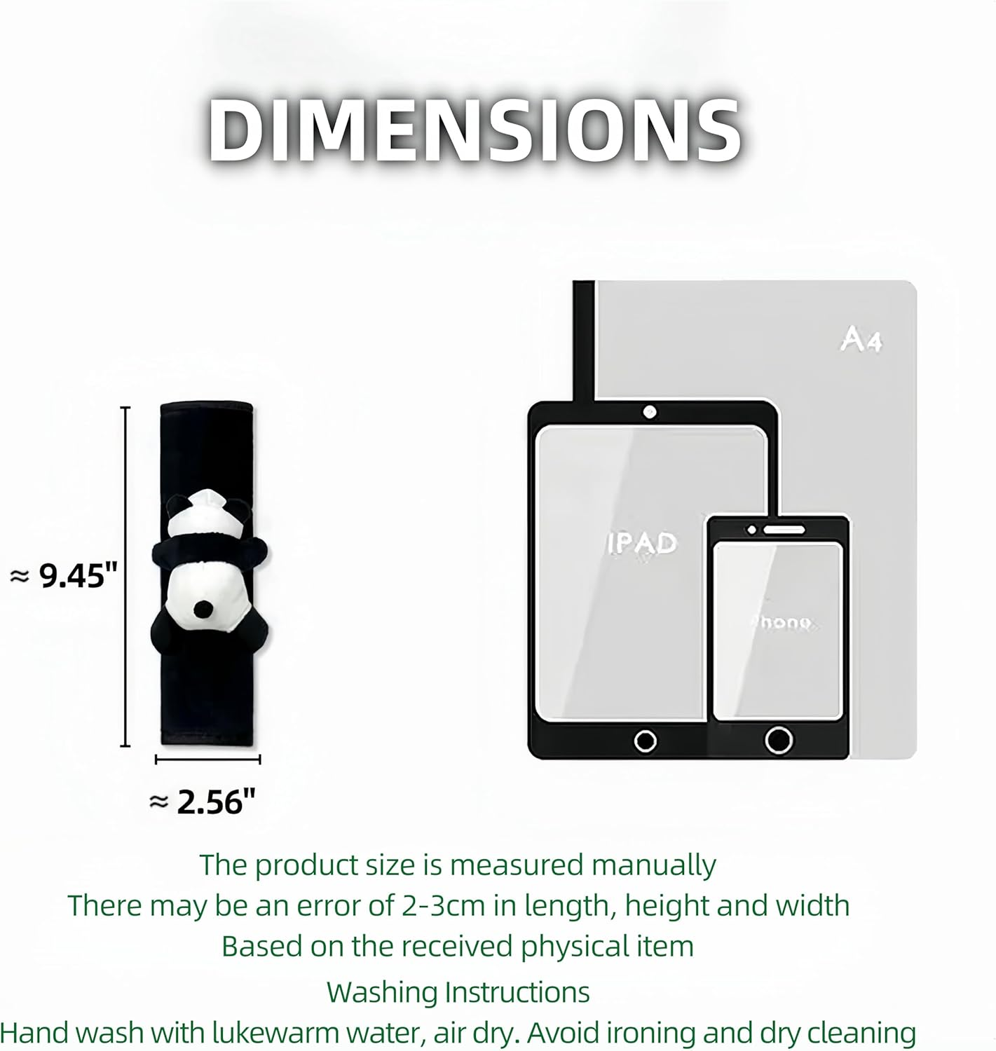 Car Seat Pillow & Seat Belt Covers 2PCS Cute Panda Car Headrest Pillow Cartoon Comfortable Neck Support Cushions Soft Plush Auto Belt Decor Wraps (2Pcs Car Pillow + Seat Belt Covers) image number 2