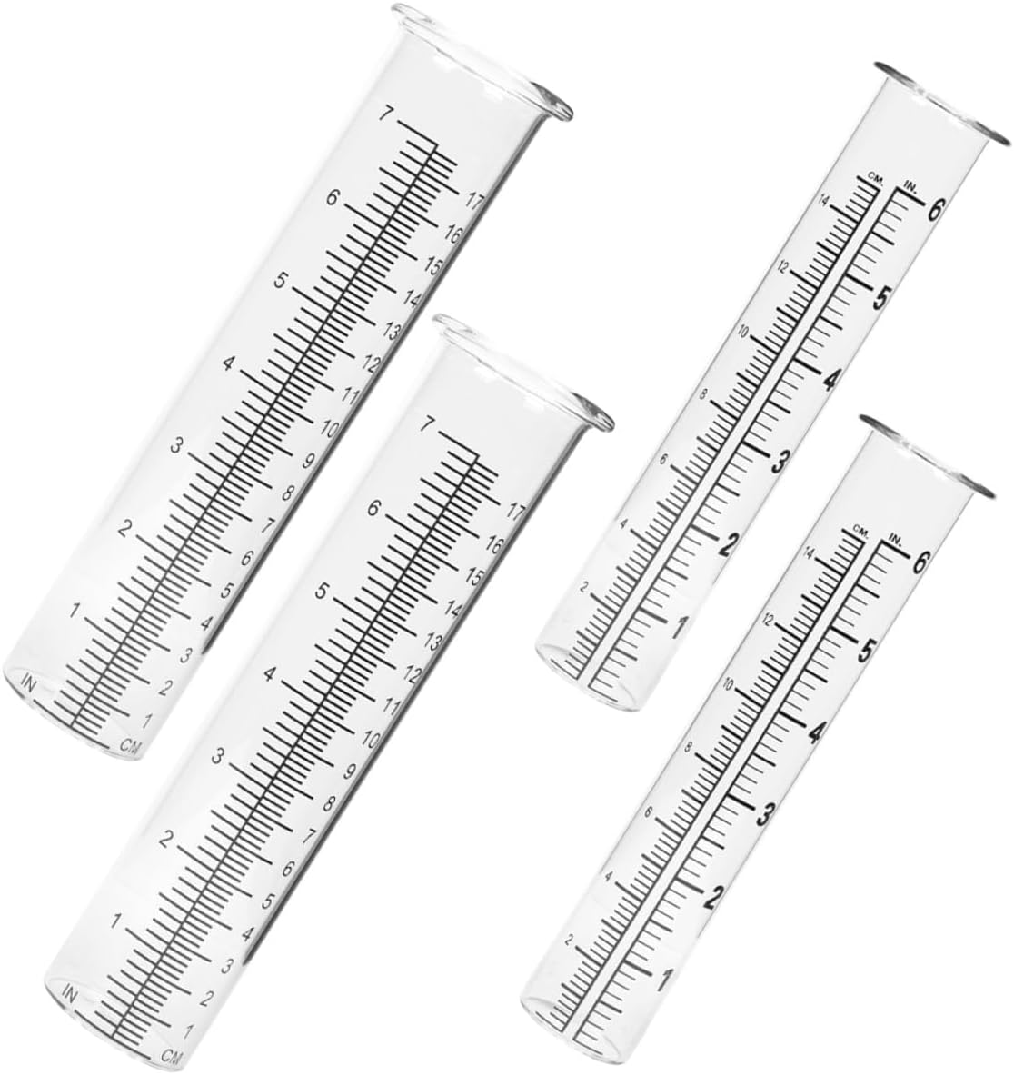 SUPVOX 4Pcs Glass Rain Gauge Tubes Scale, Professional Outdoor Rainfall Measuring Cylinders 6-Inch 7-Inch, Test Tube Rain Gauge for Garden and Home Use image number 1