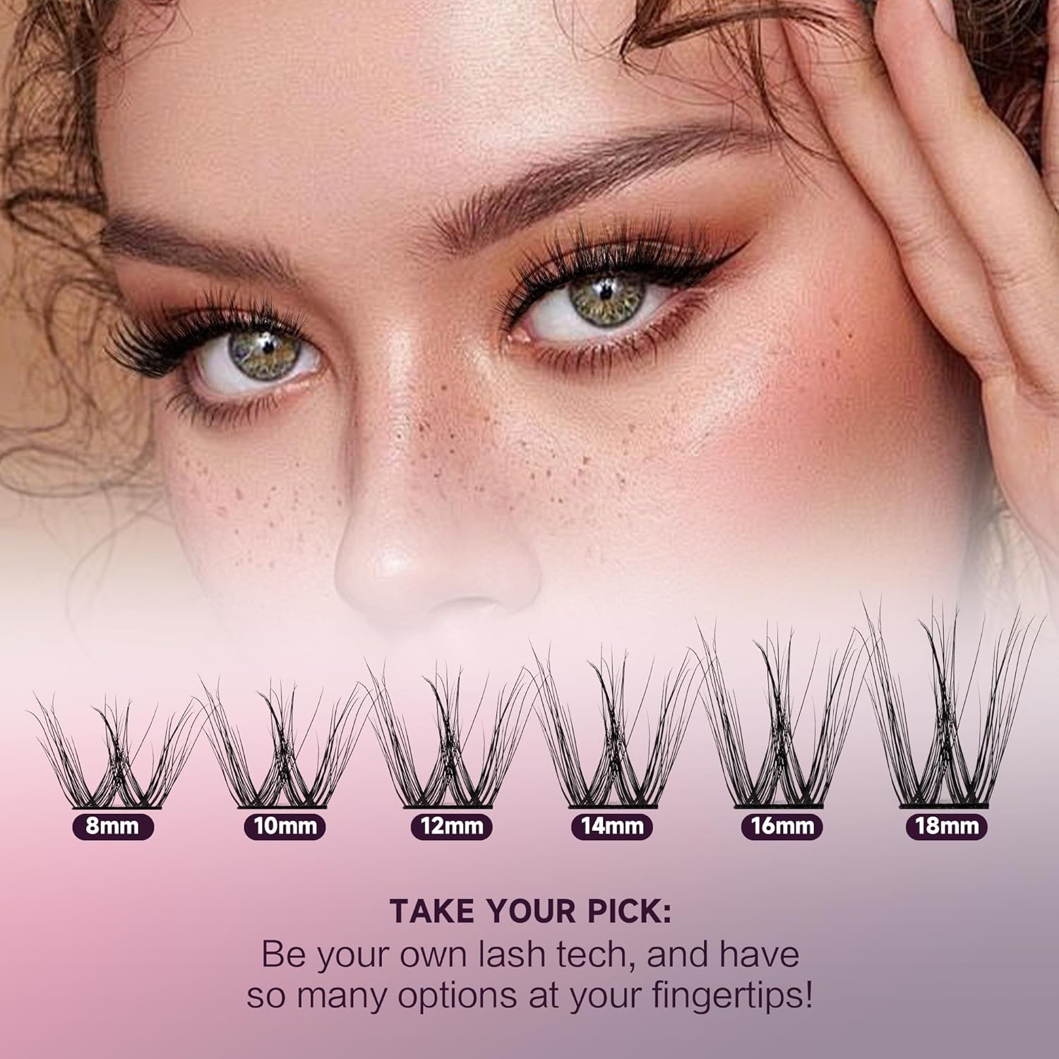 Mayhug Lash Clusters 3D Effect Cluster Lashes 144Pcs D Curl Eyelash Clusters 8-18Mm Fluffy Wispy Lashes Cluster Ultra-Soft & Super Light & DIY Lash Cluster (Dreamy) image number 5