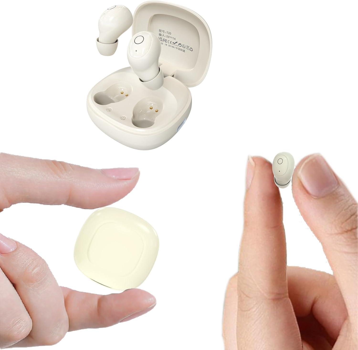 Xmenha Small Invisible Mini Earbuds Hidden Wireless Bluetooth for Small Ears Tiny Discreet Hidden Sleep Earbuds for Sleeping Side Sleepers Ear Buds Invisible for Sleeping Headphones Skin Tone