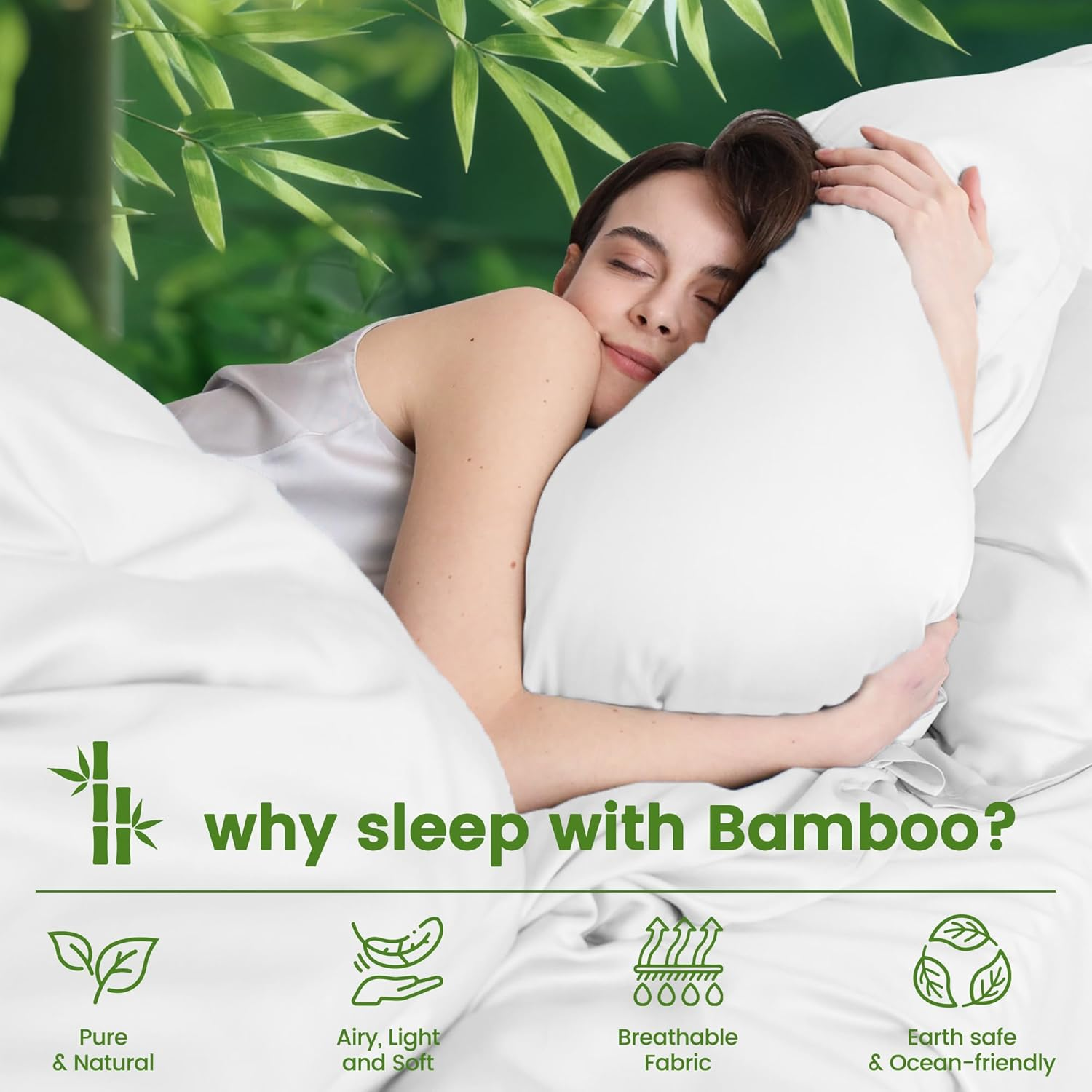 LINENOVA Bamboo Cooling Fitted Sheet Queen (1 Piece)- 2000TC Ultra Soft & Breathable, Ideal for Hot Sleepers, 40Cm Deep Pocket, All-Season Comfort - White image number 6