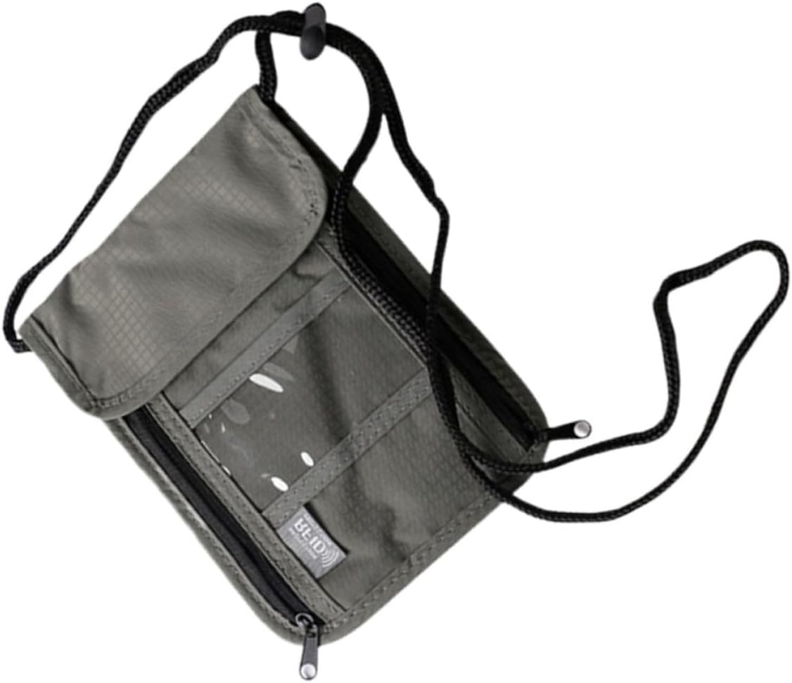 HOLIDYOYO Travel Passport Holder Wallet with Neck Hanging Strap Multifunctional Credit Card Organizer and Phone Pouch for Family Trips Lightweight Document Pouch in Grey