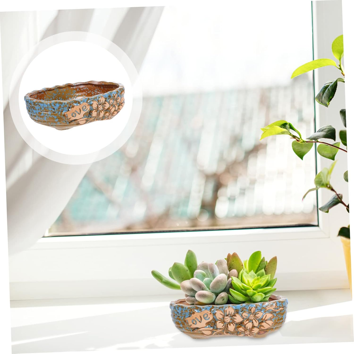 Large Ceramic Succulent Flowerpot Gardening Pot Simple Plant Adornment for Indoor Outdoor Display image number 2