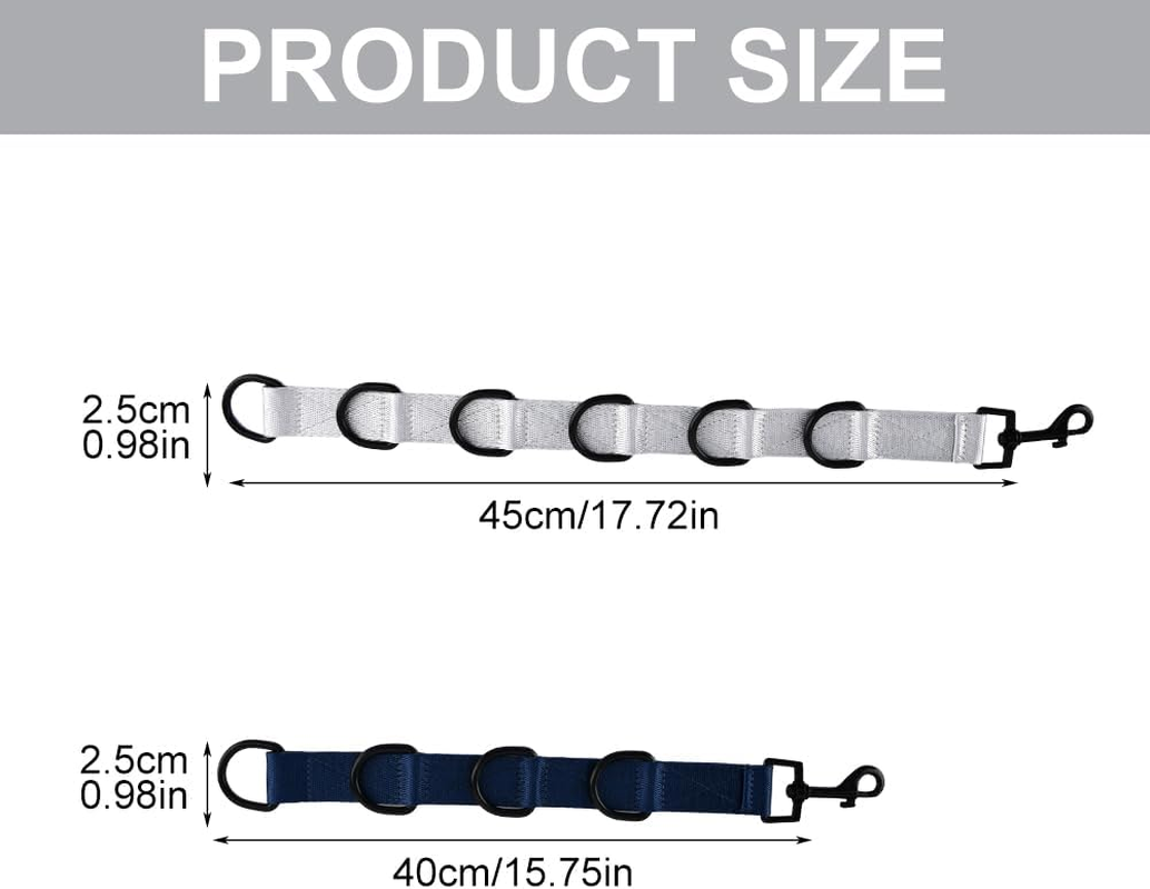 2Pcs Dog Grooming Extension Strap with 4 D-Ring and 6 D-Ring Grooming Loops Adjustable Extender Straps Quick Release Pet Dog Leashes for Grooming(Color:Black Silver) image number 4